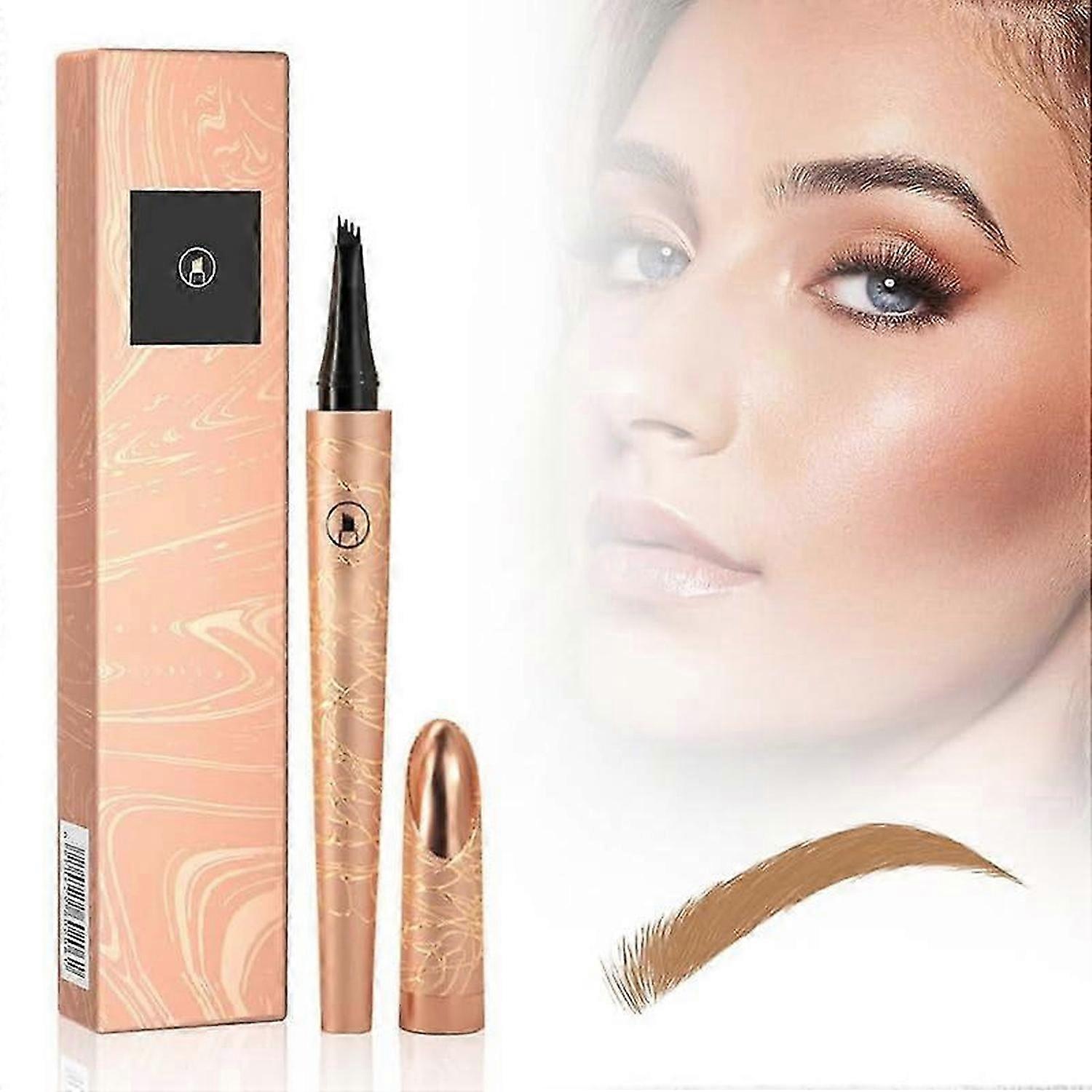 2024 New Waterproof Magic Eyebrow Pencil, 3D Microblading Eyebrow Pencil 4 Fork Tip, Natural Makeup Fine Stroke Eyebrow Pencil with Micro-Fork Tip