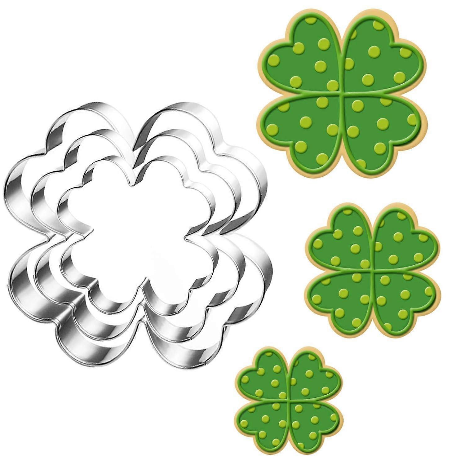 4 Leaf Clover Cookie Cutter Set-Size 4 cm+5.7cm+7.5cm,3 Piece-Cookie Cutters