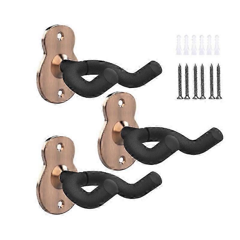 3-pack gitarr väggmonterad hängare, metall gitarrhängare, gitarrformad vägghållare, svart stativ för bas elektrisk akustisk gitarr