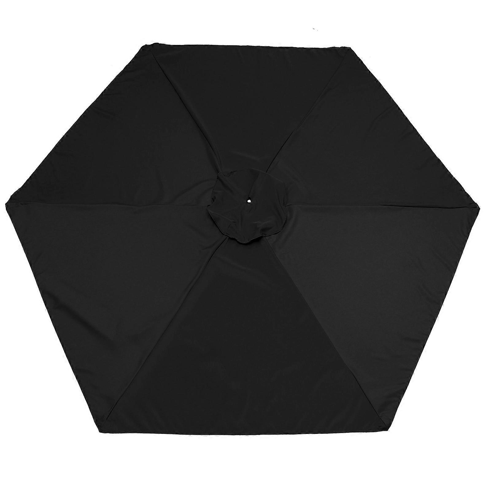 Patio Umbrella Replacement Canopy – Black Outdoor Shade Cover Compatible with Sturdy Frames for Patios and Beaches – Lightweight & Durable Design