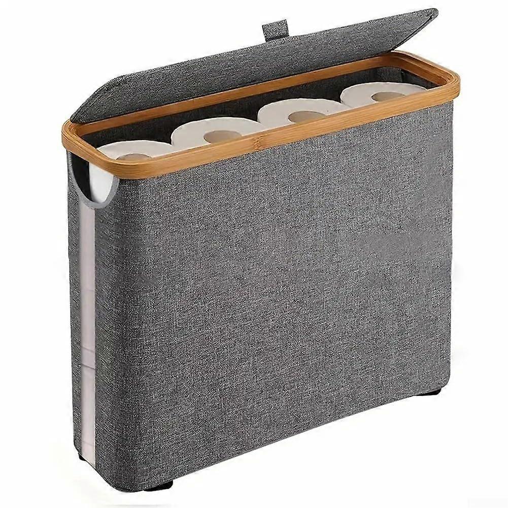 Toilet Paper Storage with Side Window, Holds 12 Rolls (Grey)