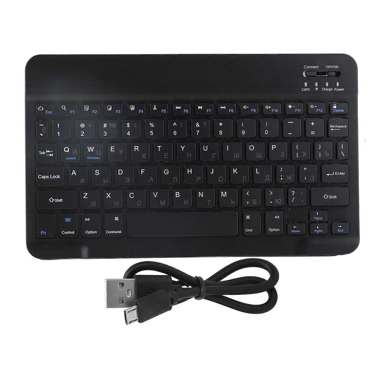 Wireless Bluetooth Keyboard Portable Tablet Keyboard Russian English for Android Black