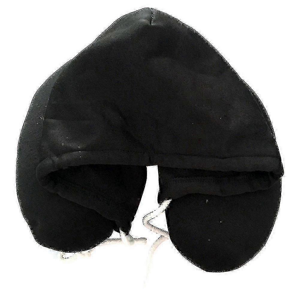 Hooded U-Shaped Neck Pillow for Airplane, Bus, and Car Sleeping Support