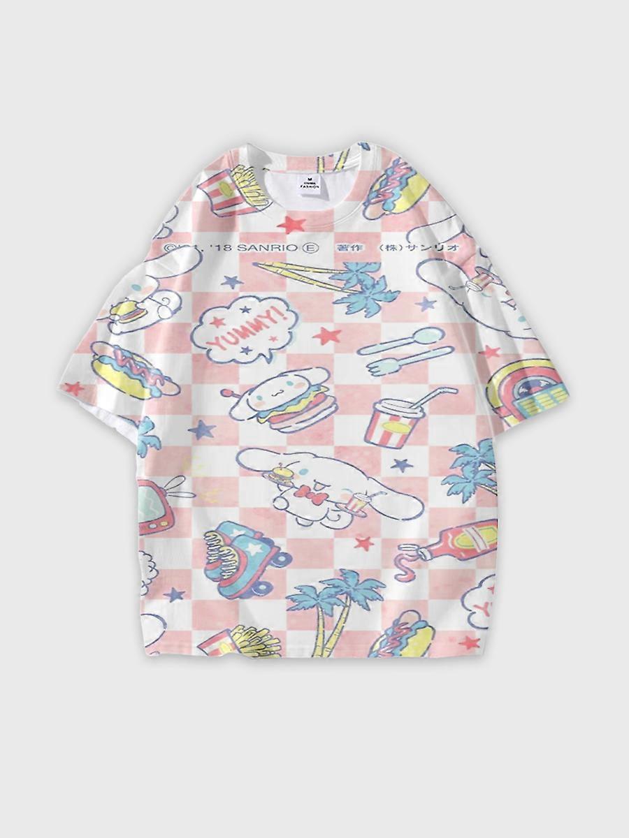 T-shirt round neck Pattern loose short sleeve JW1018