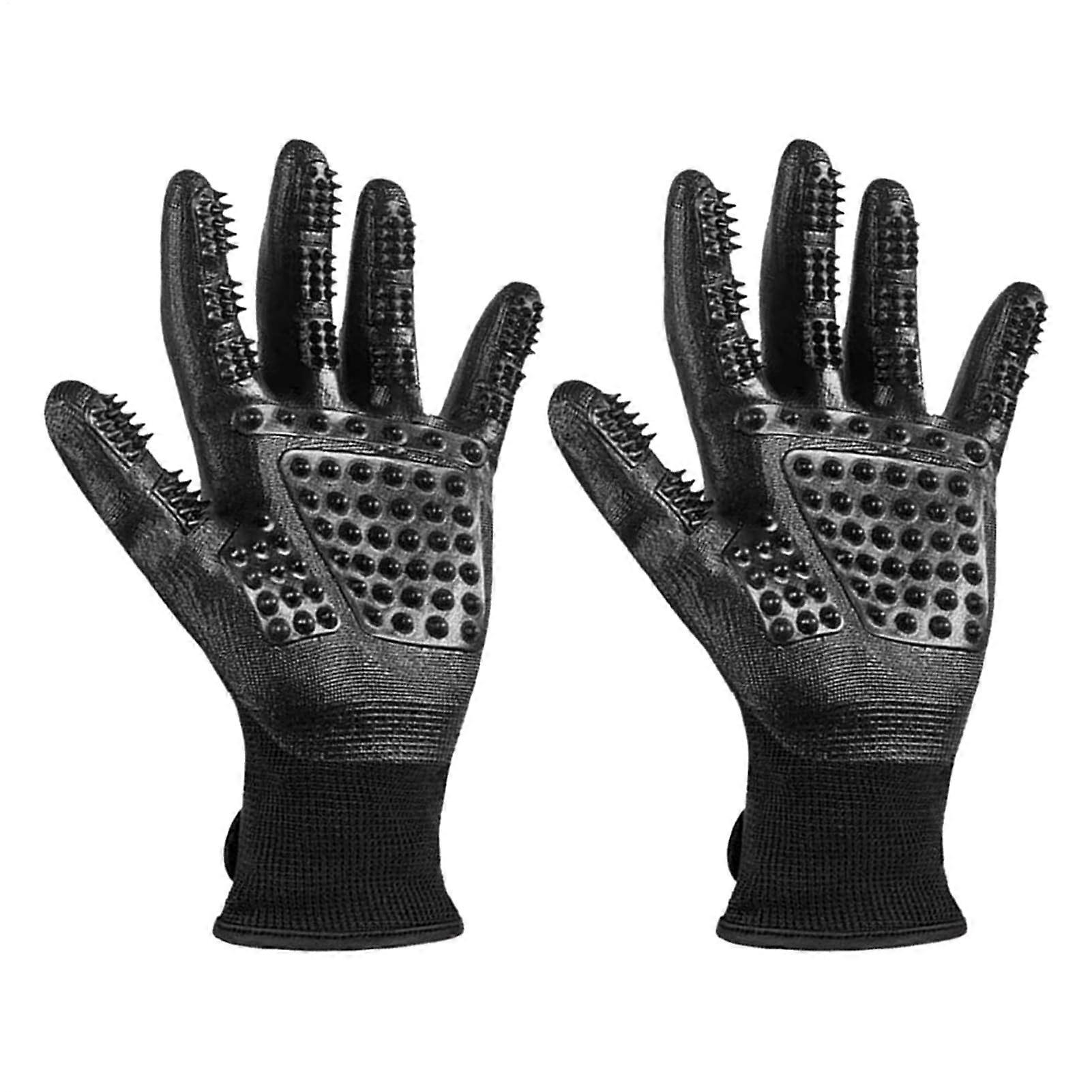 Dog Bath Brush And Pet Grooming Gloves - Rubber And Mesh Ergonomic Design, One Size Daily Grooming For Tail And Face