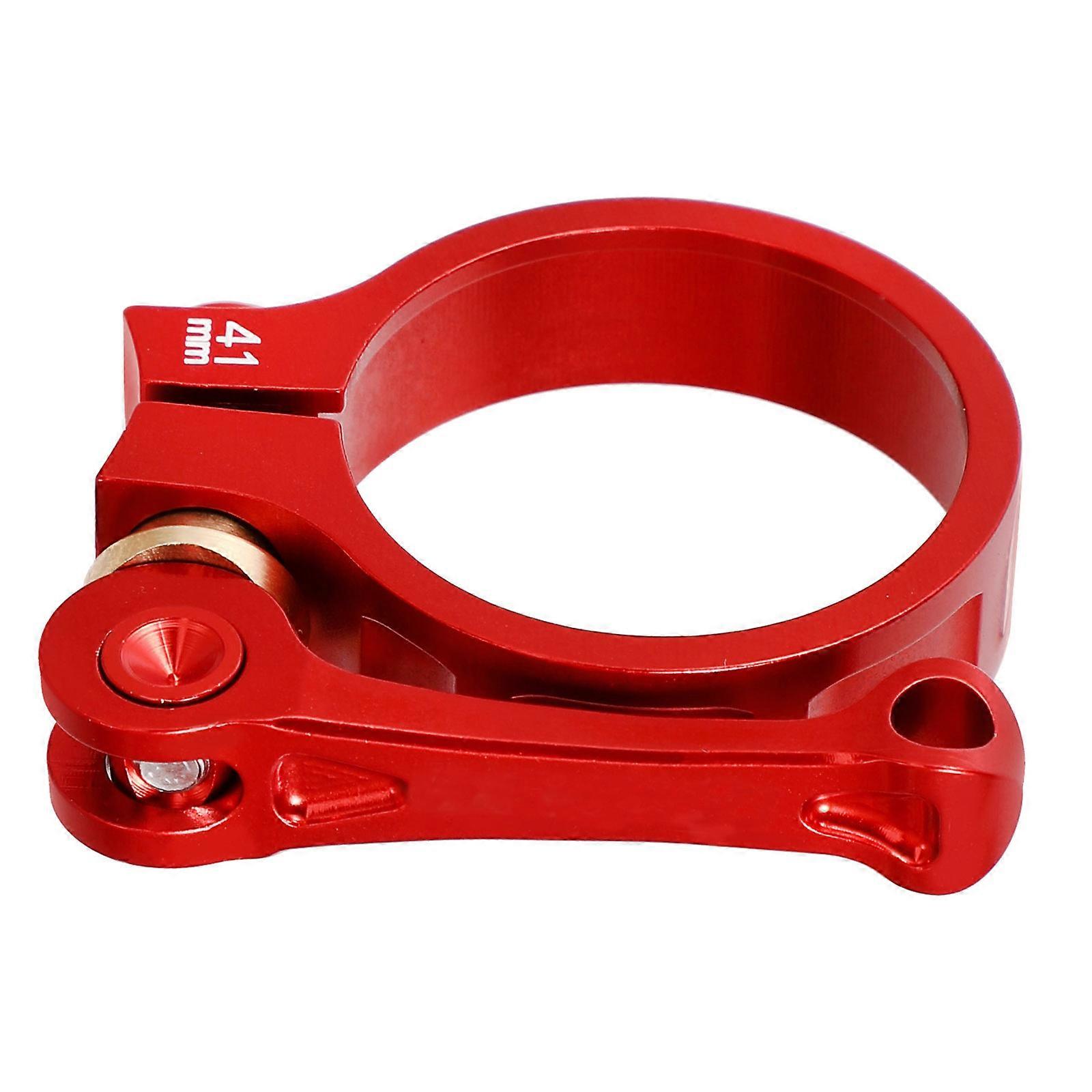 Bike Seatpost Clamp Folding Bike Use Red Aluminum Alloy Fine-Tuning Screw Design 1Pack