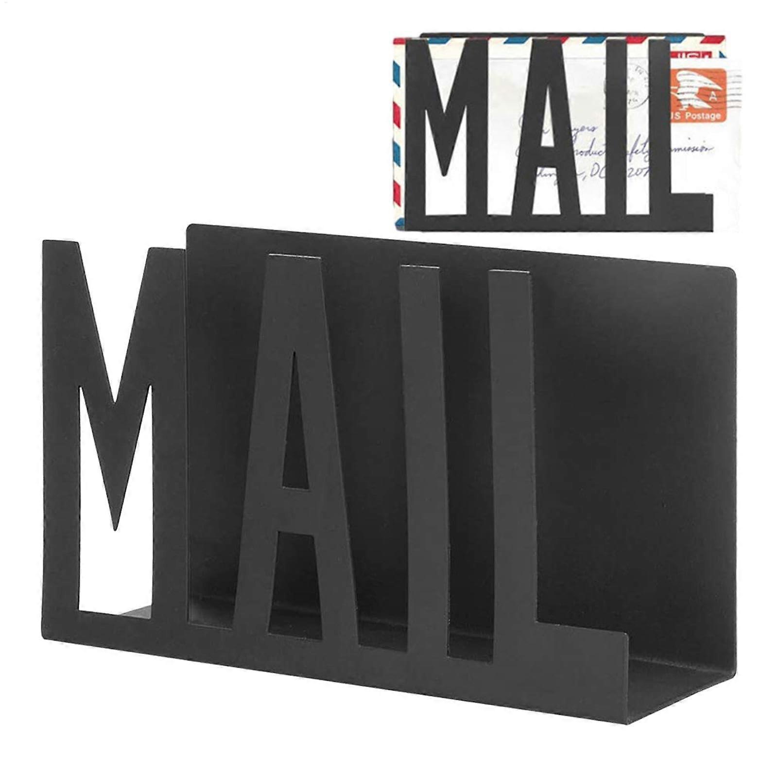 Metal Letter Holder - Black Metal Desktop Organiser with Large Capacity, Open Design for Mail and Document Storage