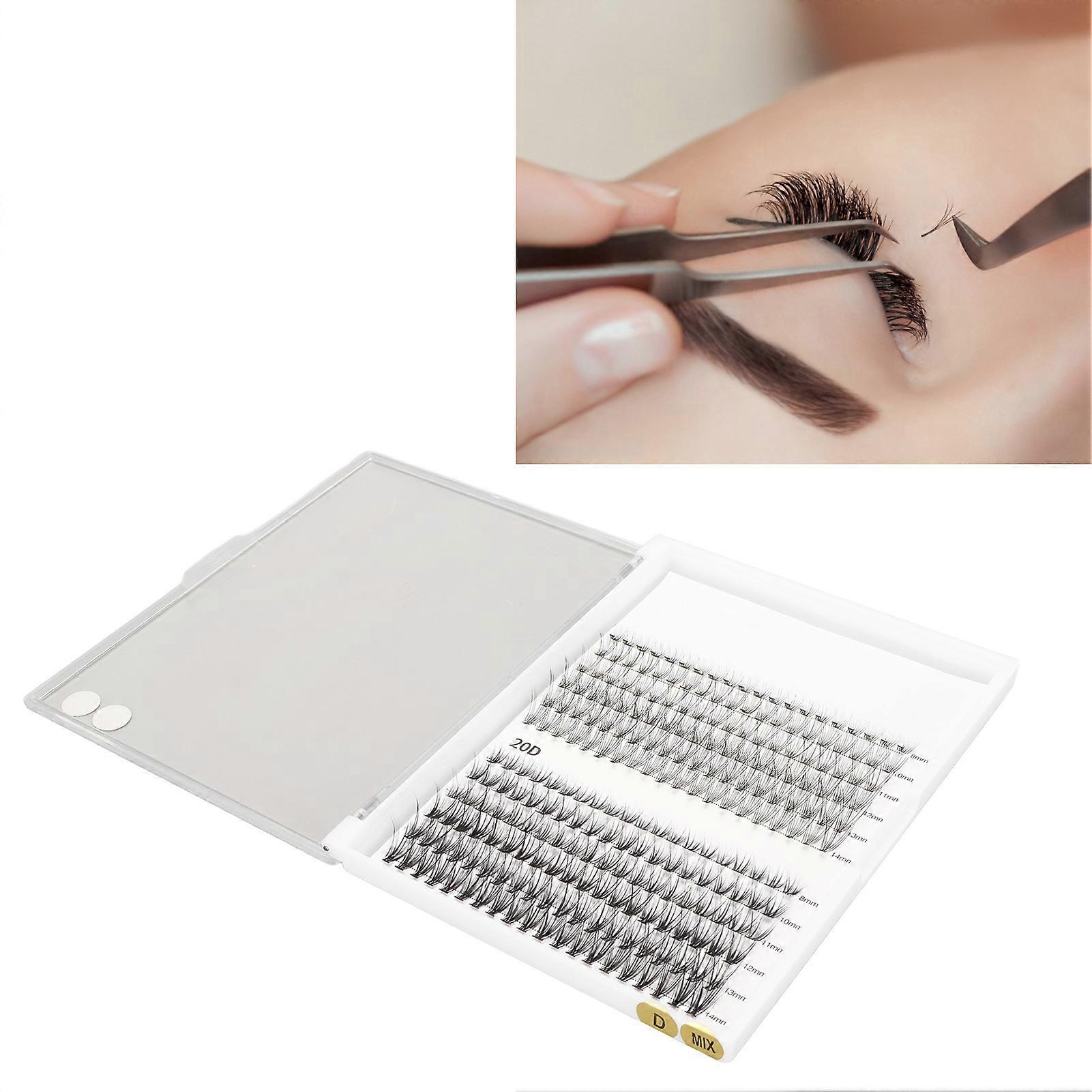 240pcs Faux Lash Extensions Set 12 Rows Varied Lengths Flat Roots Tapered Ends Mixed Individual False Eyelashes