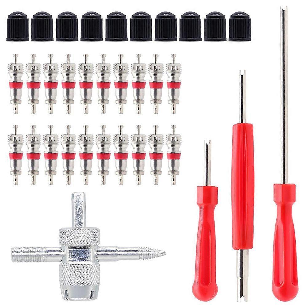 Durable Nickel-Plated Zinc Alloy Tire Valve Core Remover Set for Car and Bike Repair 1 Set Assorted