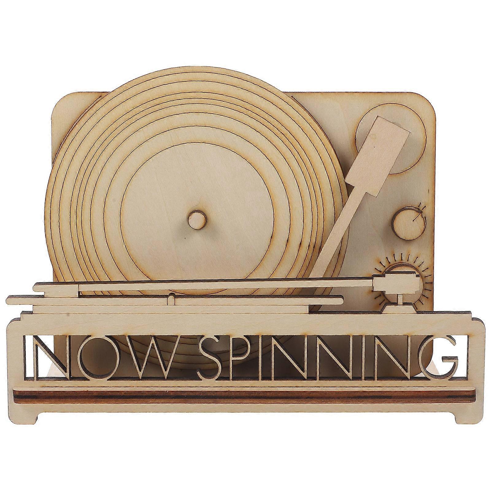 Wood Vinyl Record Stand Storage Display Rectangular Shape Wooden Material 1Set