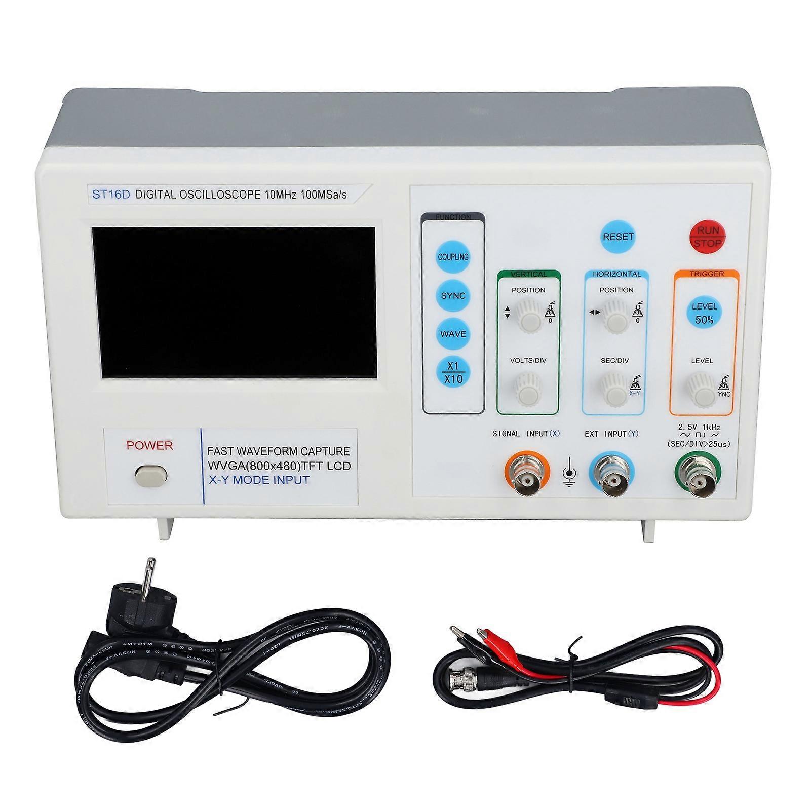 Digital Oscilloscope 10MHz Bandwidth 100MS/s Sampling Rate 4.3 Inch LCD Screen 1 Channel Student Oscilloscope 100‑240V EU