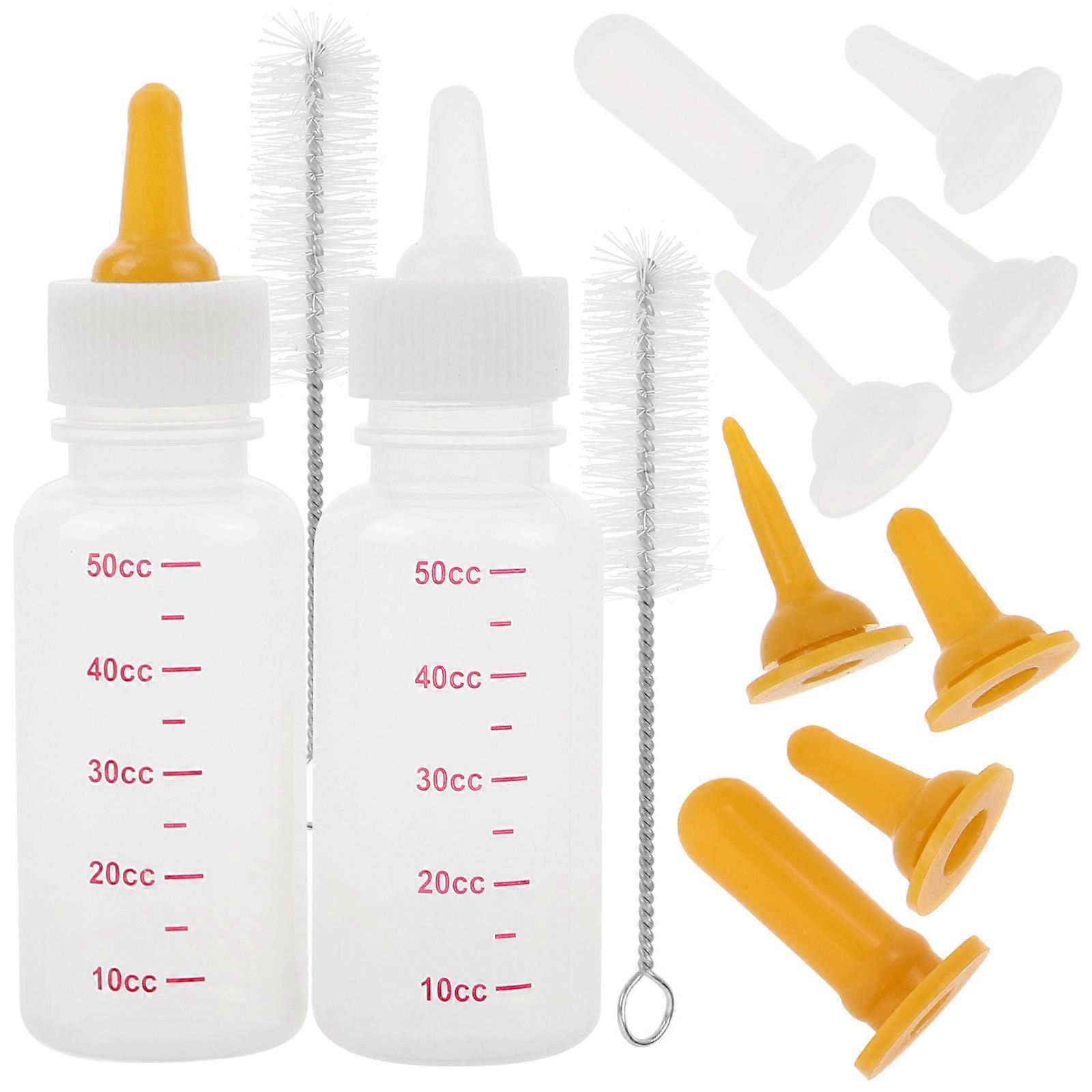 Puppy Bottles For Nursing Dog Cat Feeding Bottle Newborn Small Animals Feeding White 50ML Hand-Feeding 2 Sets