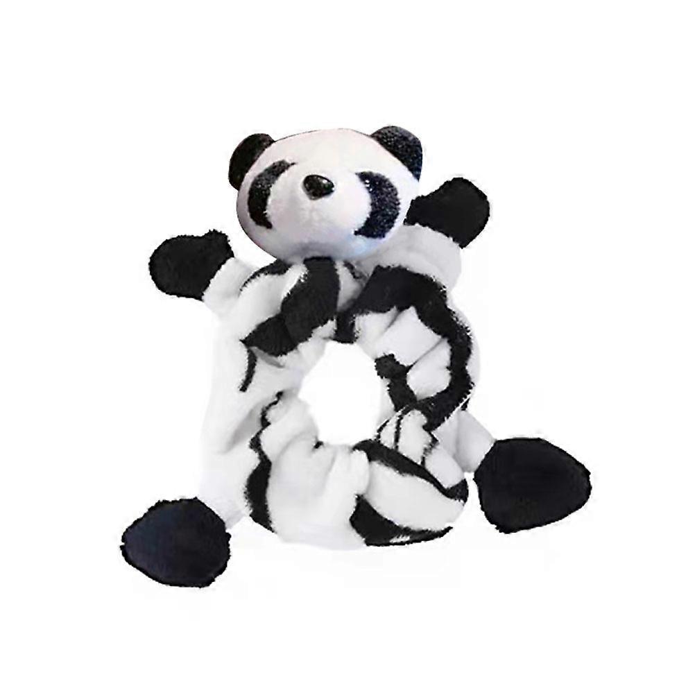 Plush Panda Hair Tie Band Elastic Rope Ponytail Holder Bun Maker 2pcs