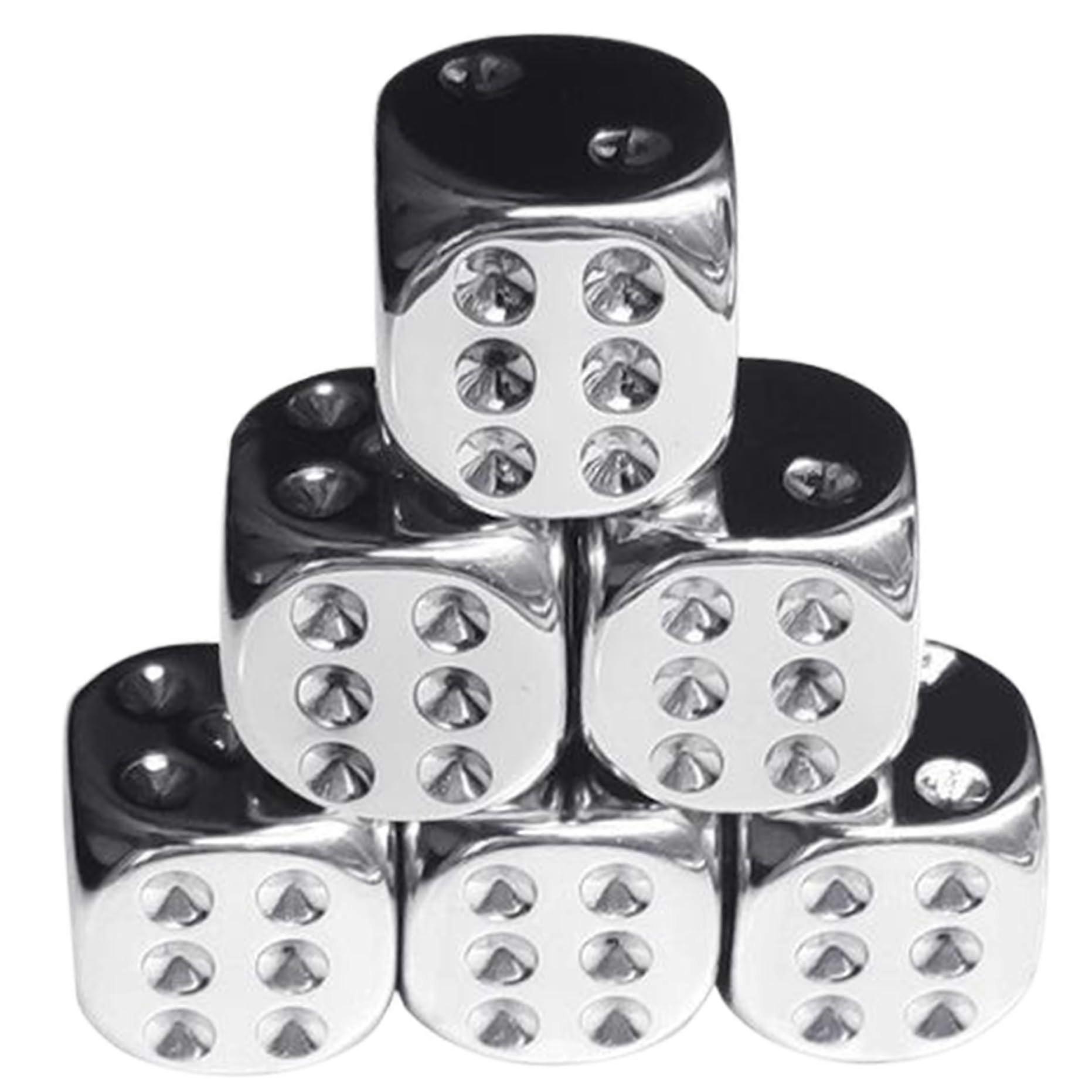 6cs Gold Dice, 6Sided Dice with Rounded Corners, 0.6 Inch GoldPlated Dice