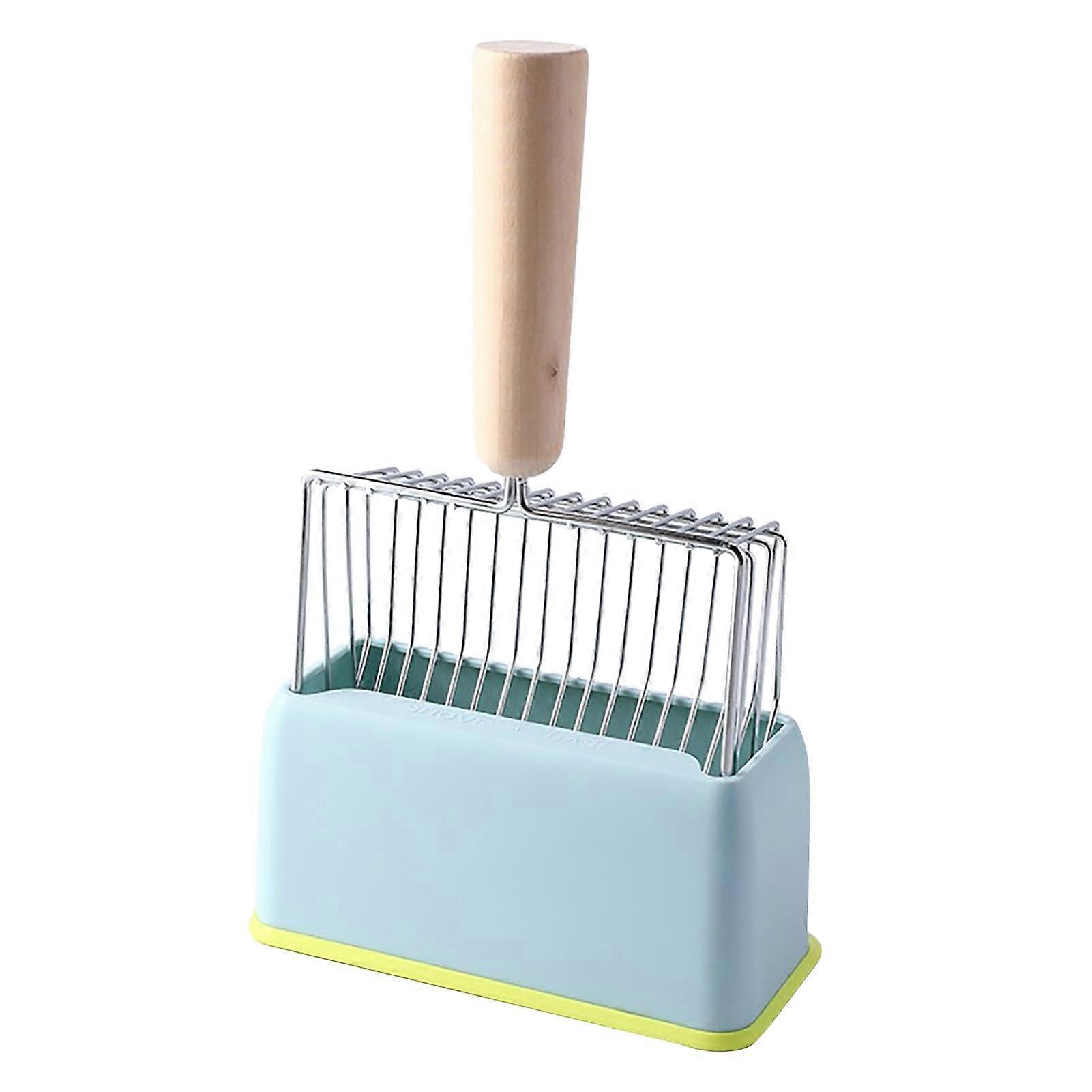 Katzenstreu Scoop - Kitty Metal Scooper with Holder, Long Handle, Ergonomic Depth for Litter Box, Easy to Clean, Blue