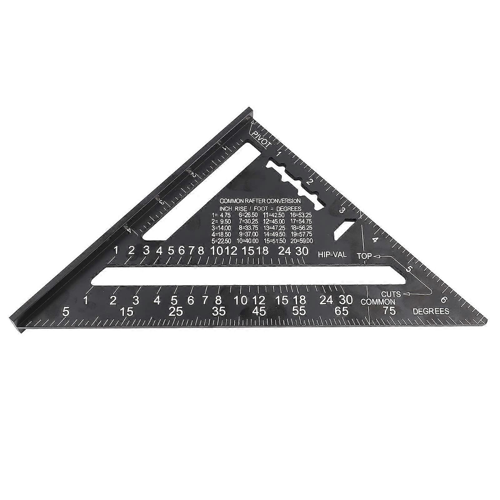 7-Inch Metric Aluminum Alloy Black Oxide Roof Triangle Angle Finder Layout Guide Ruler British System Size