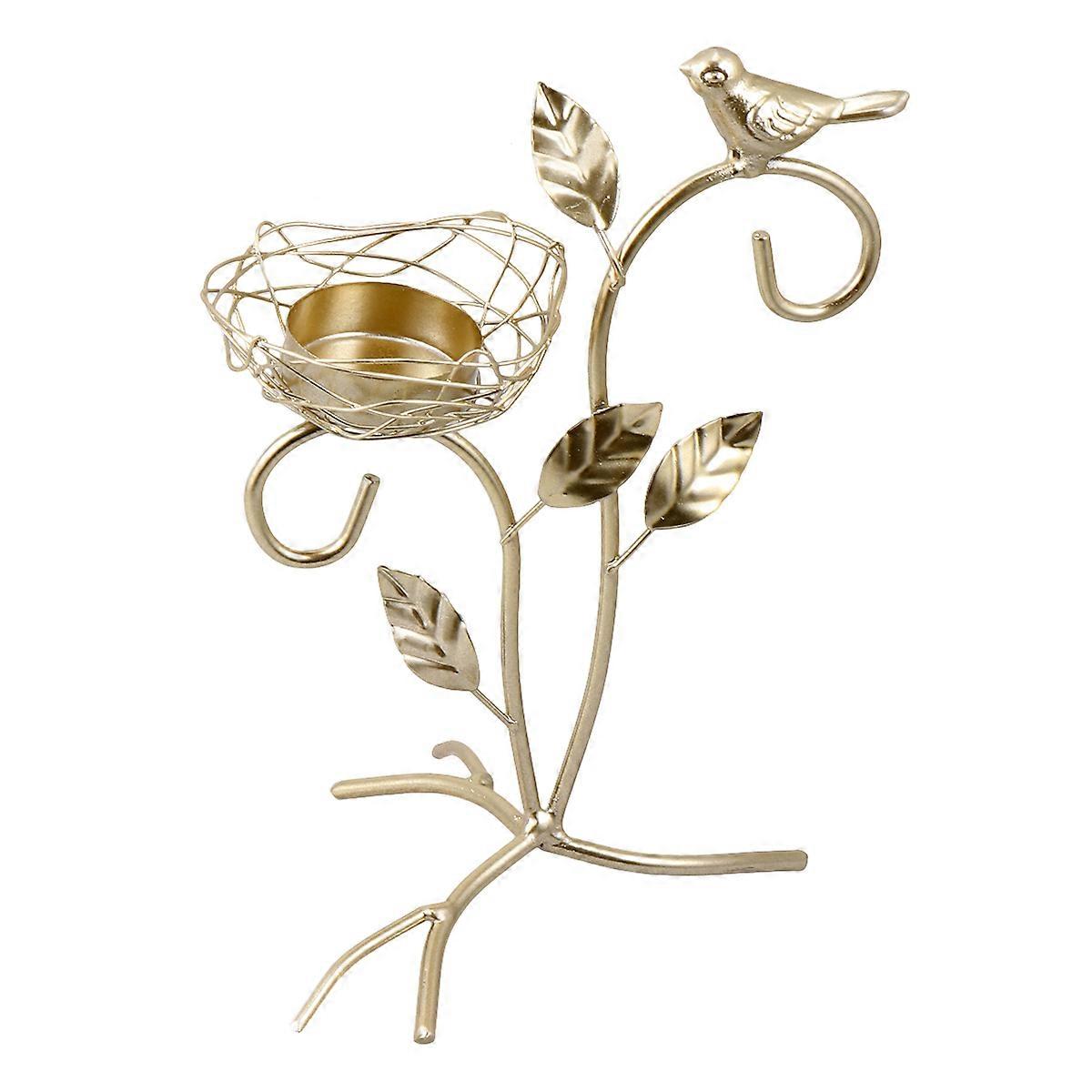 Golden Iron Base Candle Holders with Bird's Nest Design for Holding Candles Safely and Steadily 6.5