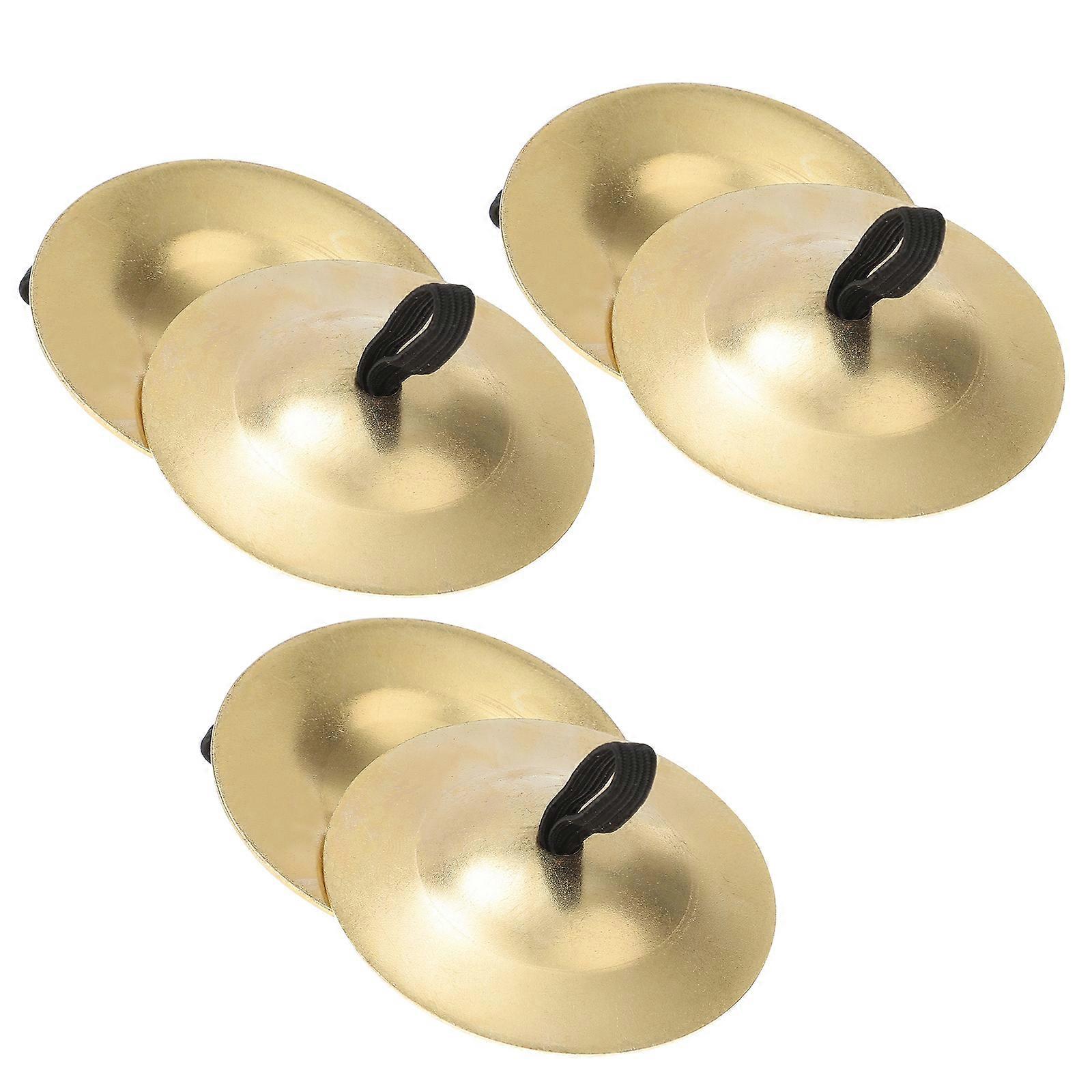 6pcs Copper Finger Cymbals Zills Lightweight Durable Percussion Instruments for Belly Dance with Elastic Band for Easy Use at Parties and Fun