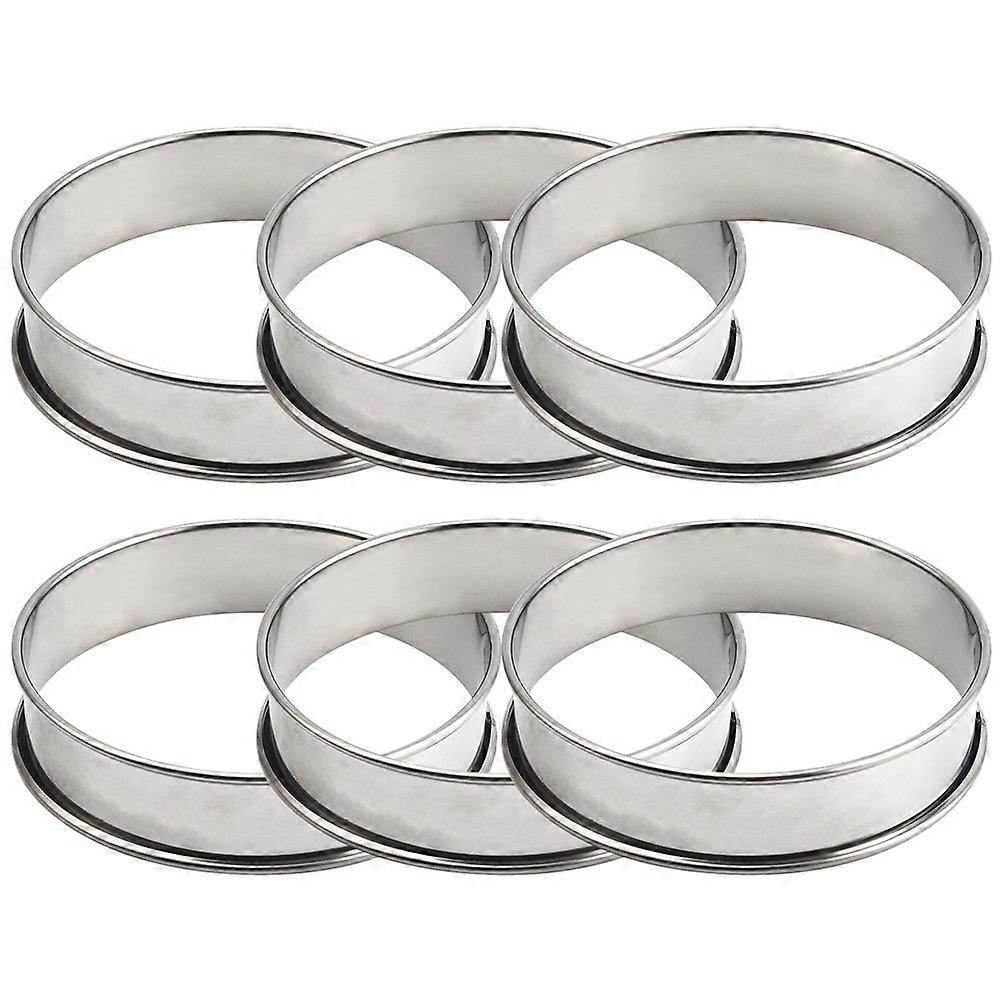 Stainless Steel Mousse Mold NonStick Kitchen Baking Tool Reusable DIY Cake Ring Silver 6Pcs