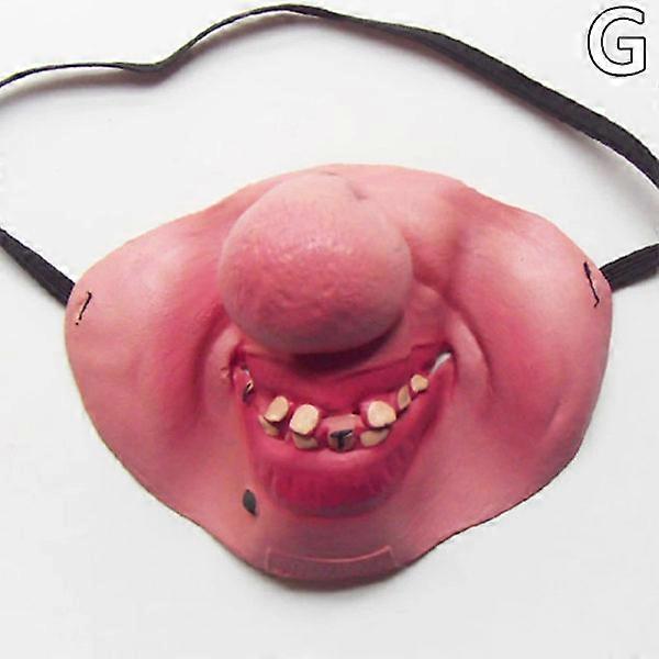 ラテックスハーフフェイスピエロマスクコスプレ小道具ユーモラスゴムバンド恐ろしいマスク大人のパーティー面白いハロウィーンデコレーションG