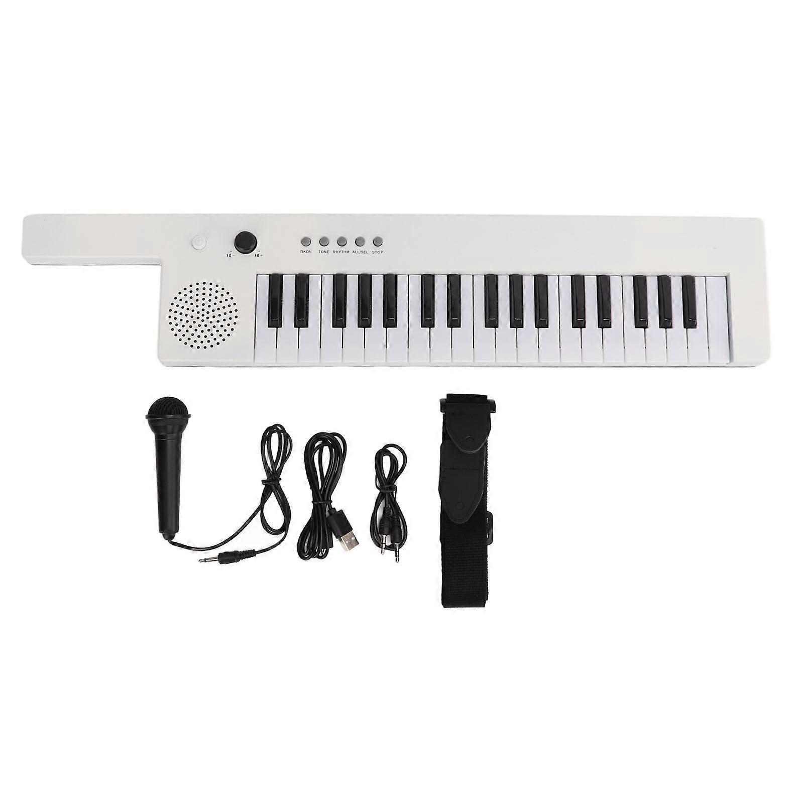 37 Key Keyboard Piano Portable Guitar Electronic Organ Mini Keytar Education Musical InstrumentBF-3755 White