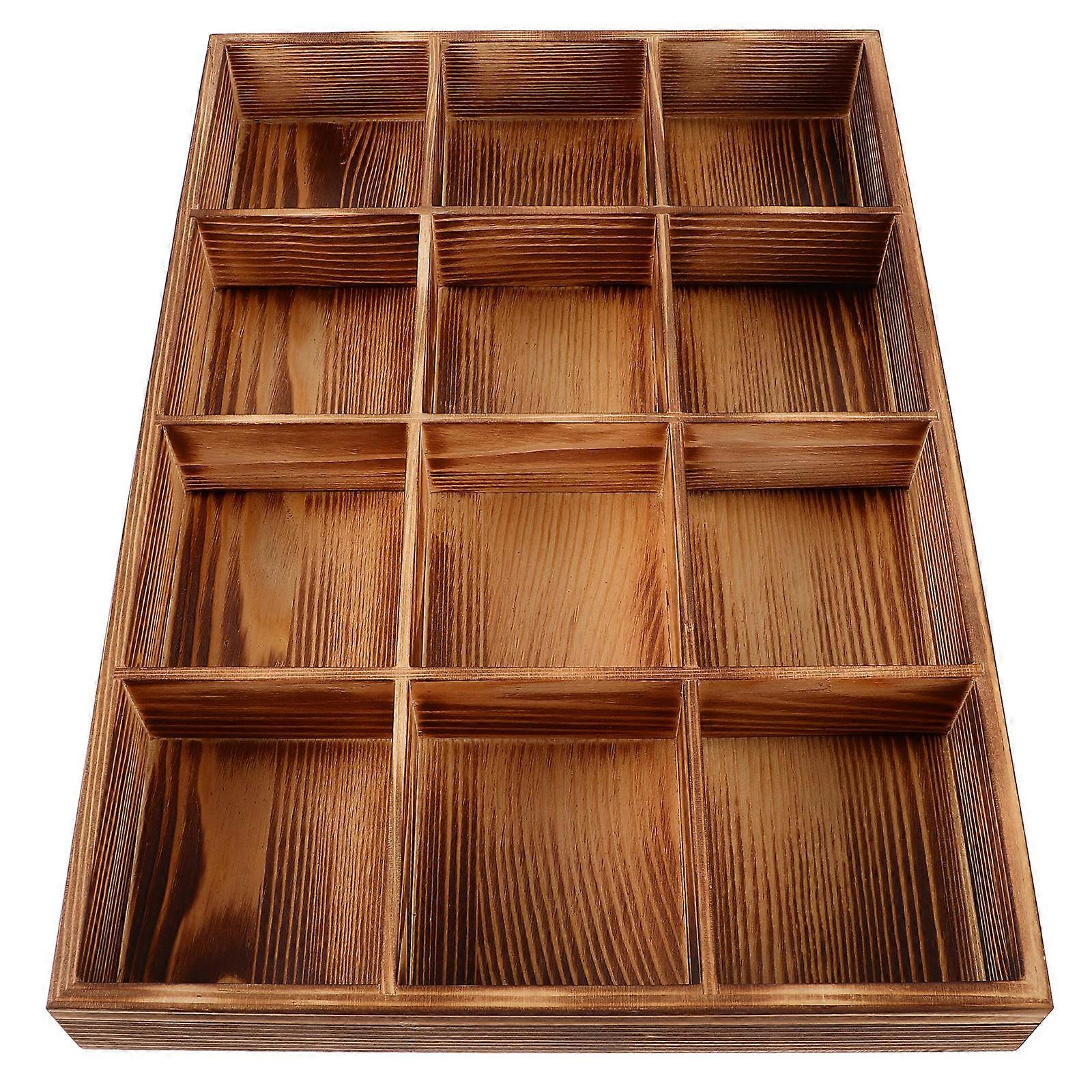 Brown Plastic 12Compartment Tea Bag Holder for Kitchen Counter Storage