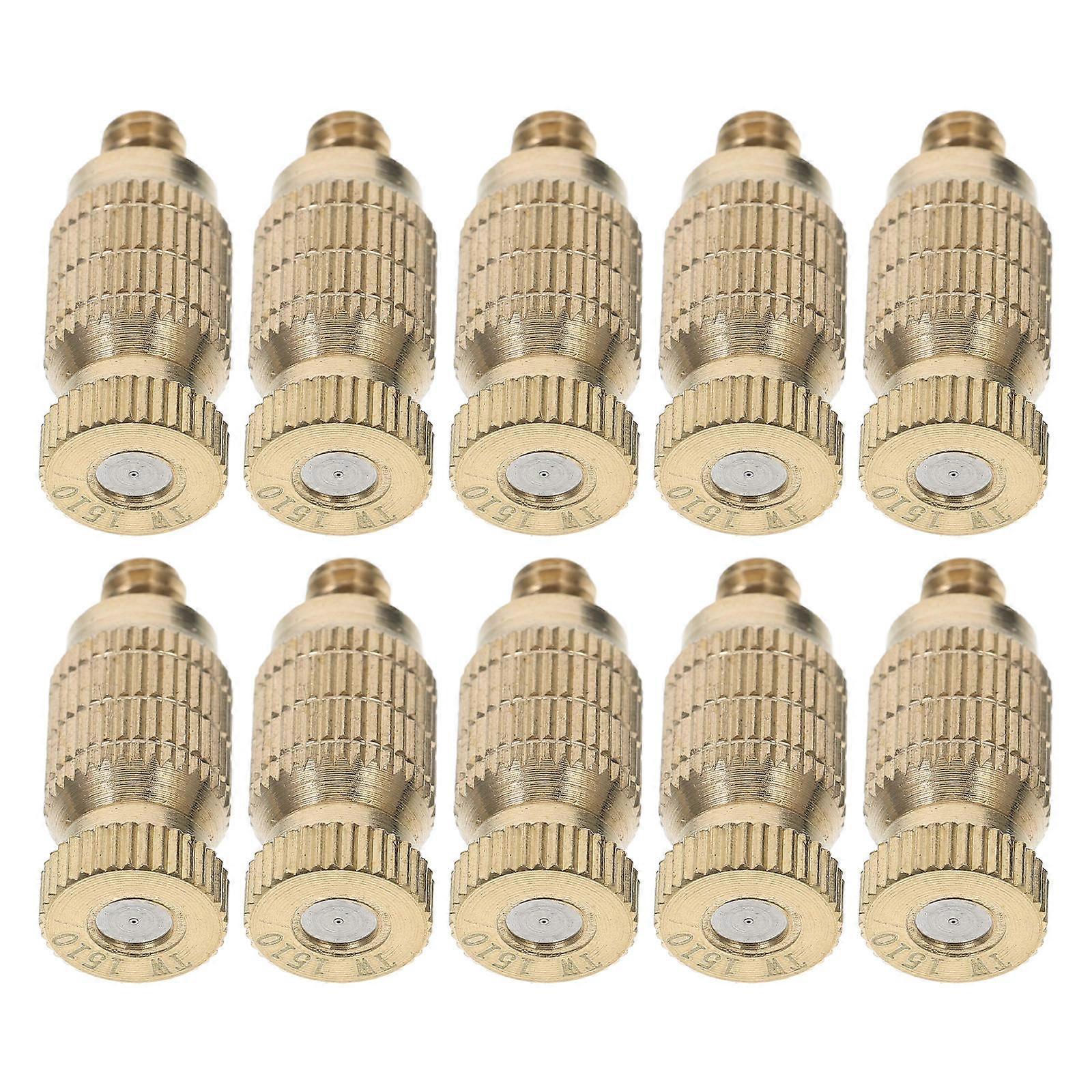 Brass Misting Nozzles for Garden Cooling System Golden Copper High Pressure Sprayer Atomizing Nozzles 10pcs
