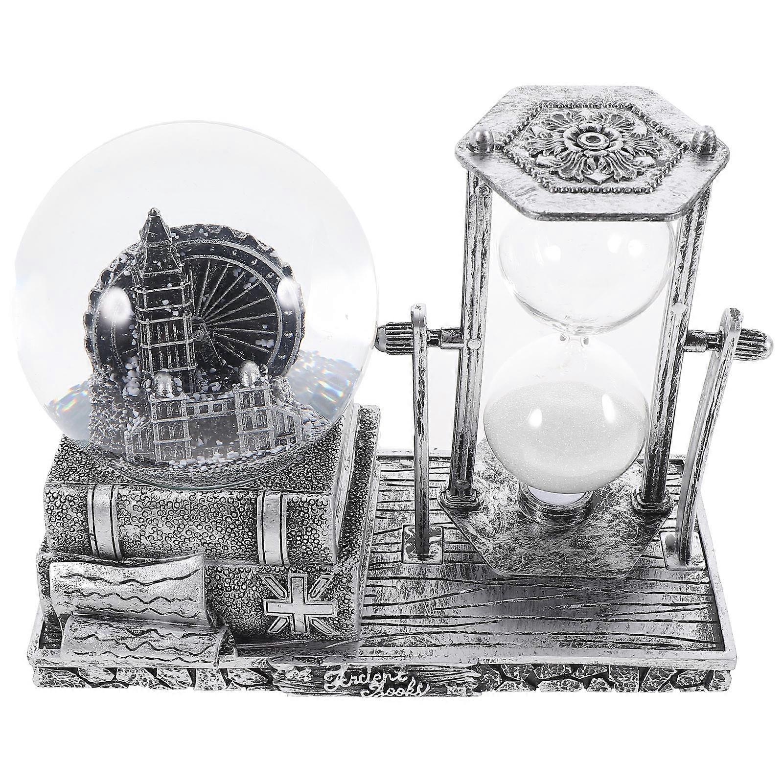 Retro Design Resin Craft Sand Clock With Music Playing Function For Decorative Home Decor 1Set