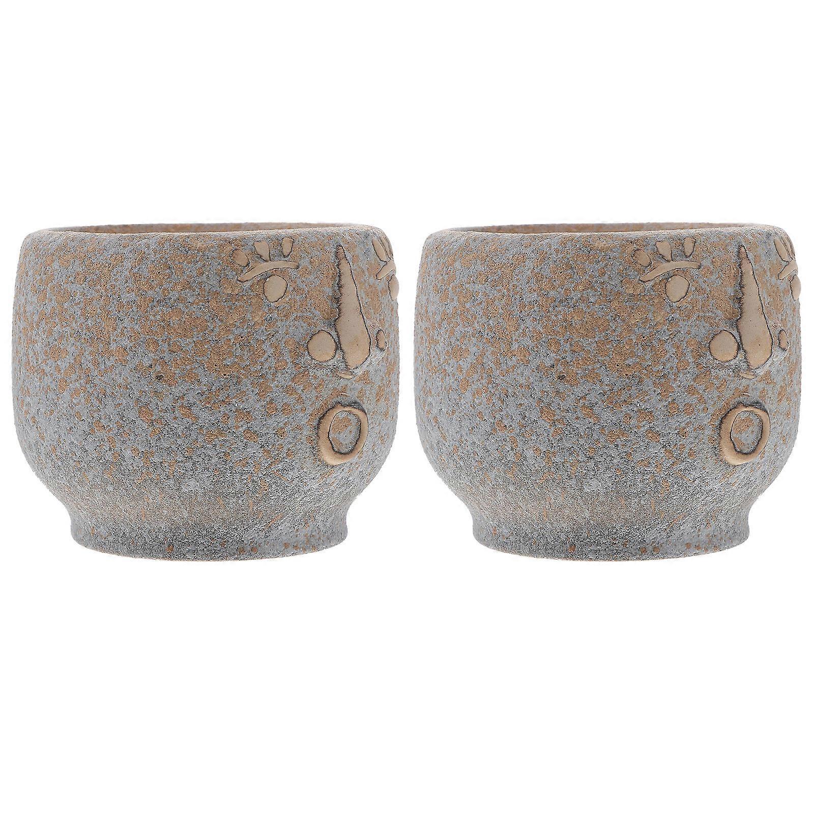 Planter Flower Pot Ceramic Pot For Ornament Gardening 3.1×3.1×2.8in 2Pcs