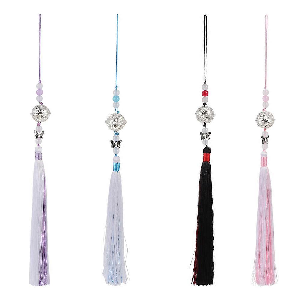 4pcs Vintage Waist Tassel Ornaments Bell Pendant Antique Costume Charms