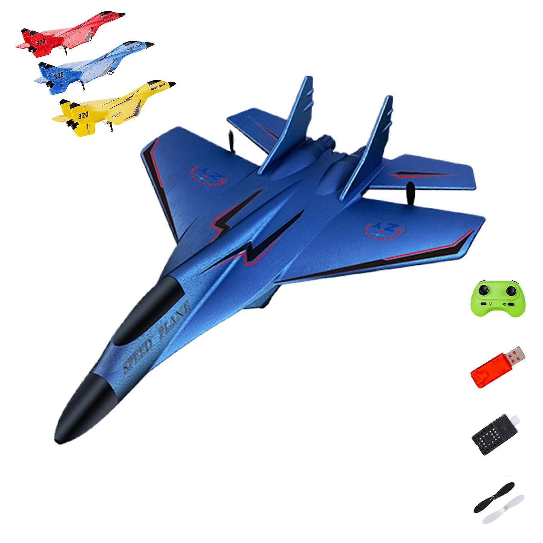 ZY 320 Pro RC Plane, 2.4GHz RC Fighter Jet, Aerodynamic Design, AntiCollision Silicone Nose (Blue) Ref: 3384