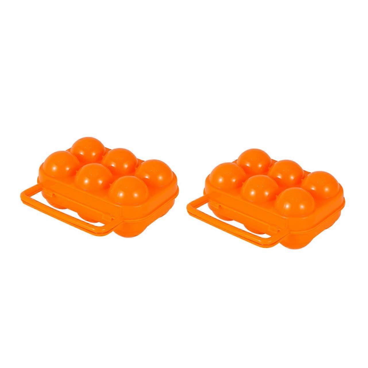 Portable egg storage container for camping, 2 pieces, reusable with spring closure, shockproof for picnics and grilling.