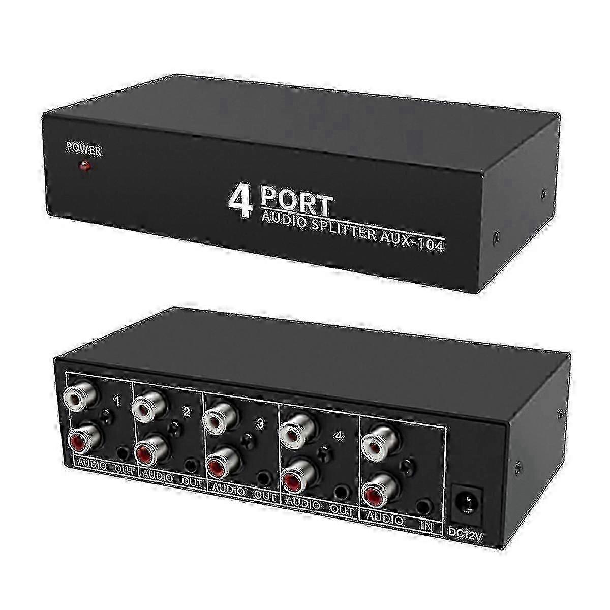 1 in 4 Out Stereo Audio Splitter RCA Distributor for Audio Devices