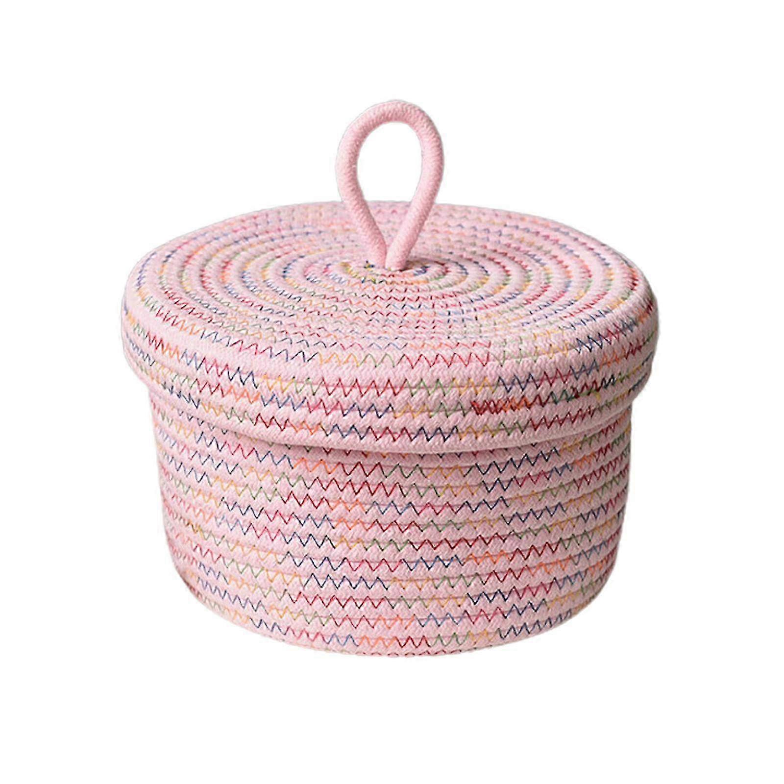 Woven Cotton Rope Storage Baskets with Lid - Stylish Organizer Bins for Home Decor & Clutter Management
