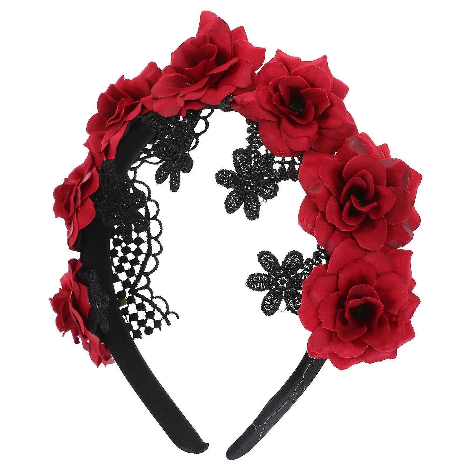 Halloween Hair Hoop Headband Photo Prop Party Accessory For Women Red Circular 1Set