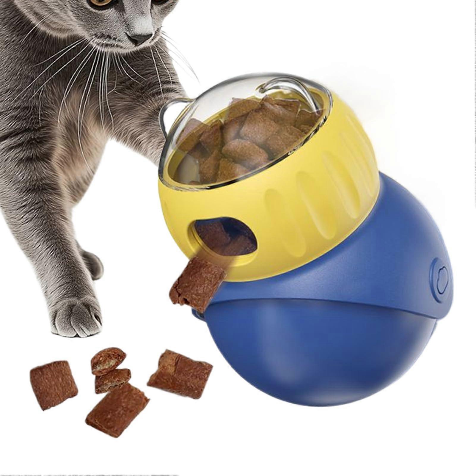 Cat  Ball  Dog  Dispenser  Food Ball with Delayed Release for Indoor Play, Puppy Training, and Cat Toy with Automatic Food Dispenser, Blue