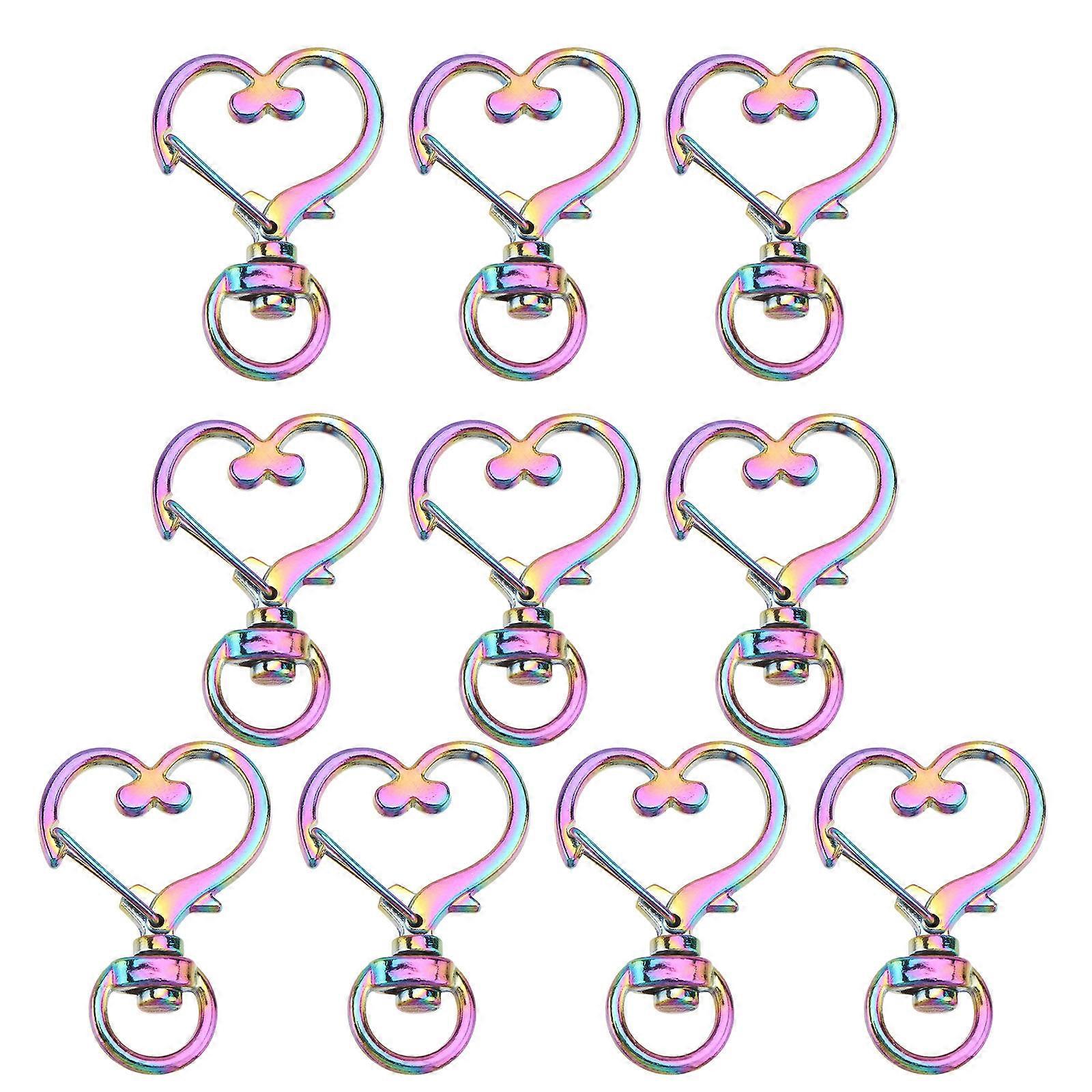 Simple 10Pcs Alloy Key Ring Collection In Heart Shape Ideal For Key Chain Decoration