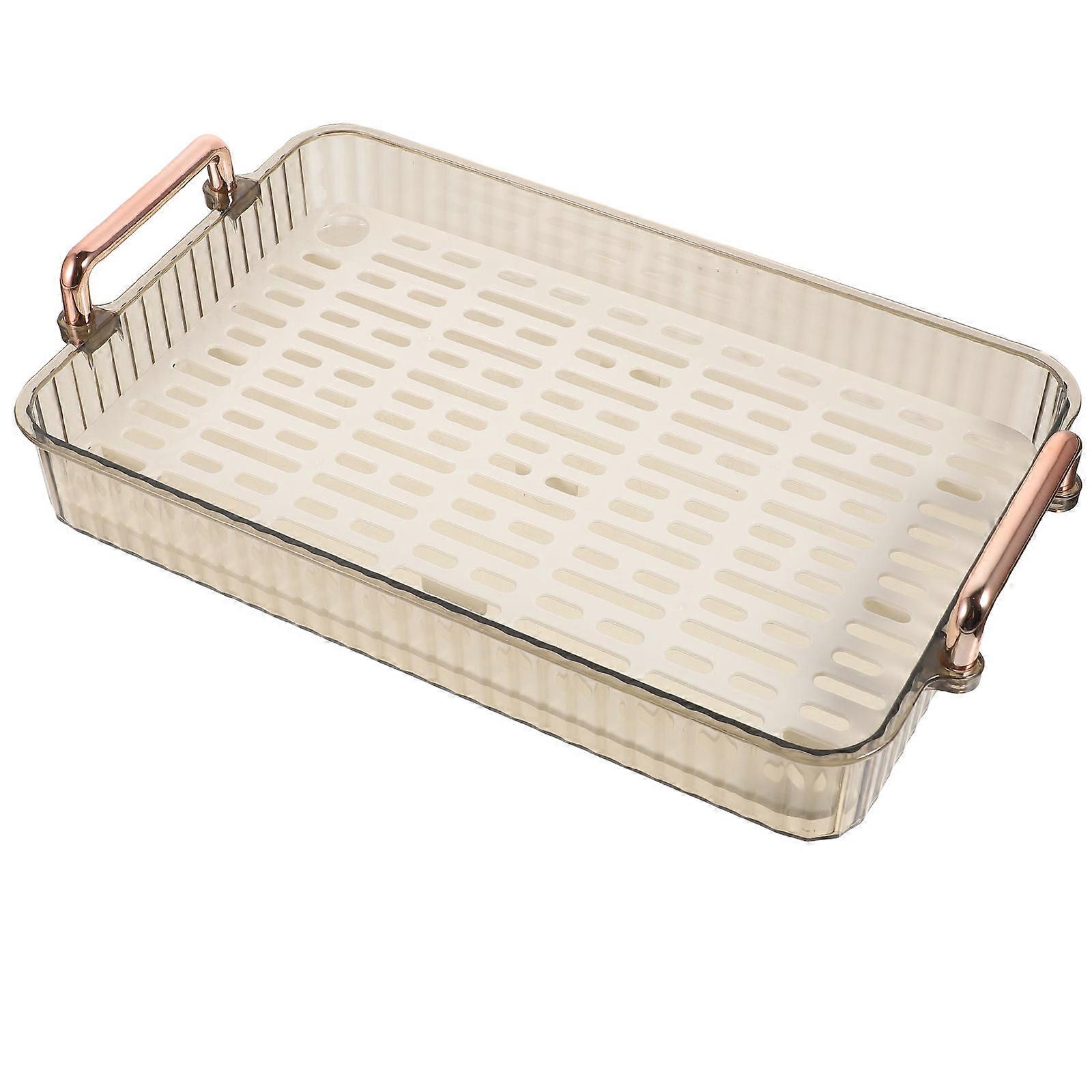 Brown Dish Drain Tray For Kitchen Use 33.5X20X5CM Multi-Functional Drying Rack With Water Draining 1Set
