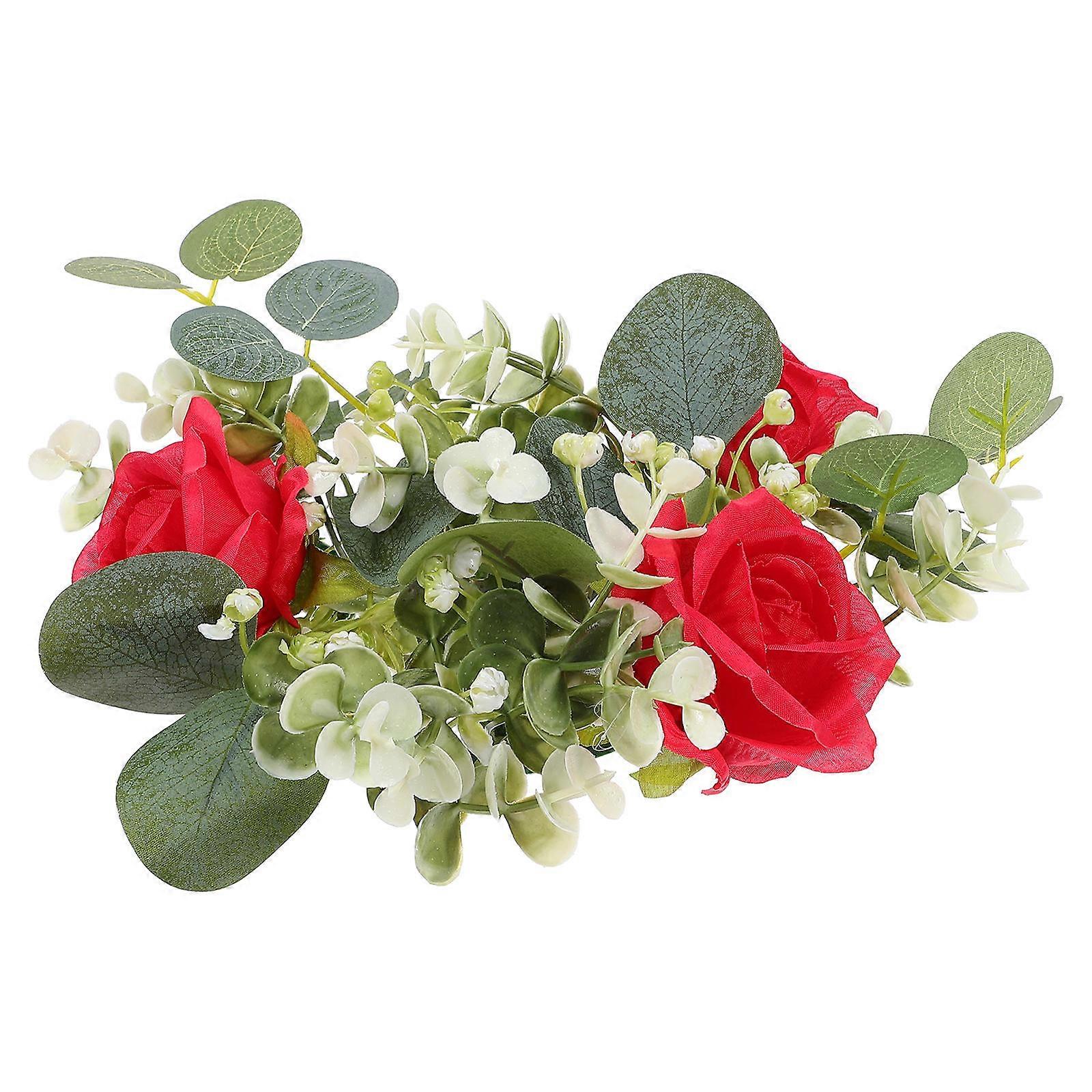 Floral Candleholder Simulation Candle Ring For Holidays Table Placement 1Set