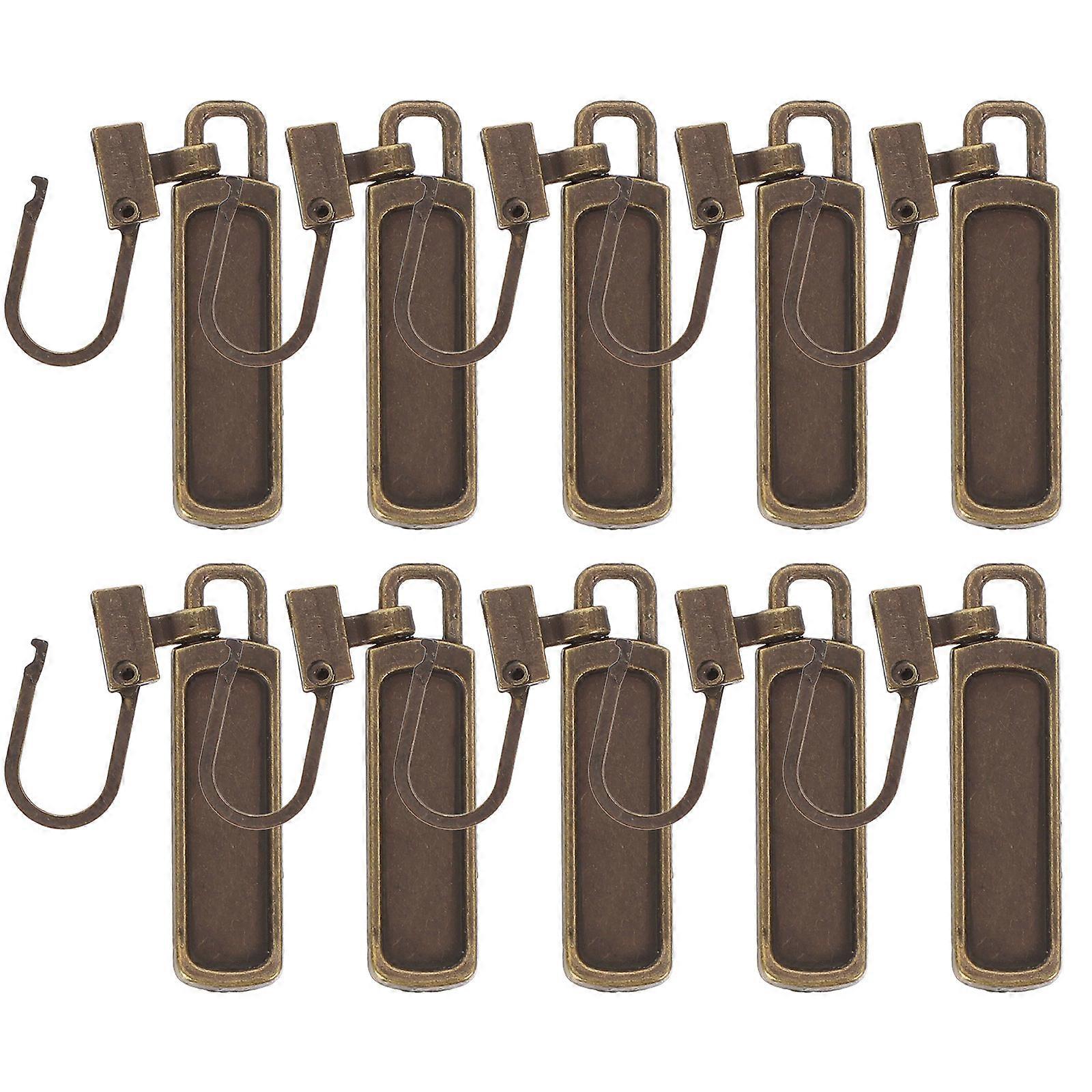 Zipper Pull Replacement Detachable Metal Zipper Repair Kit For Luggage With 5X0.8CM Size And Rust-resistant Durable Function In Coffee Color 10Pcs