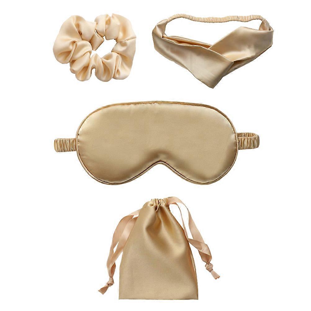 Artificial Silk Eye Mask Set with Hairband and Bag – Comfortable Sleep Patch for Eye Fatigue Relief, Travel and Relaxation