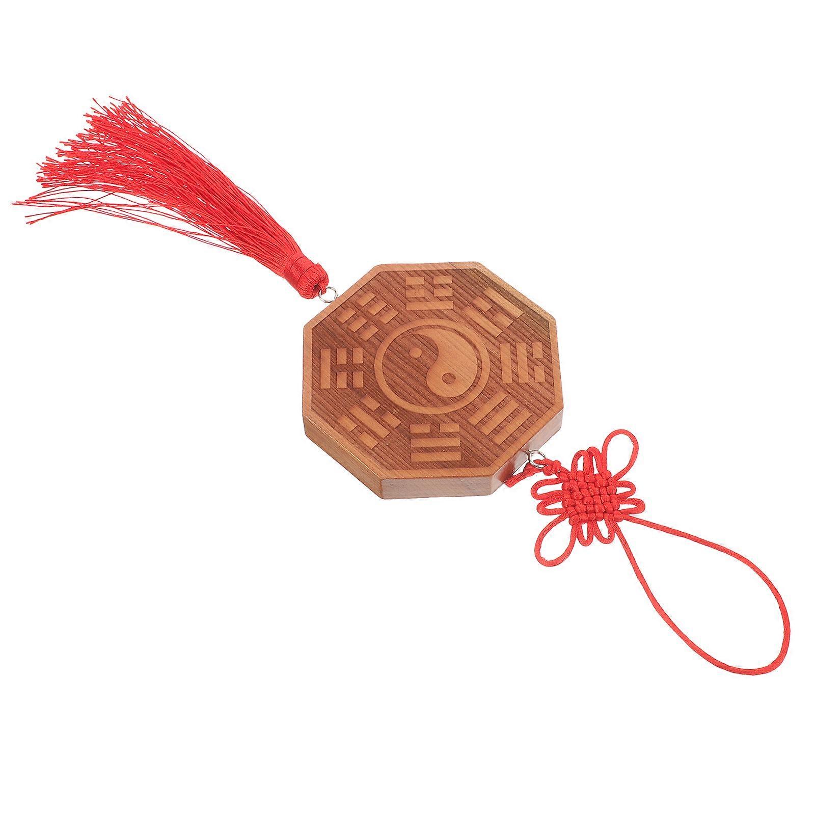 Khaki Wooden Bagua Wall Decor Pendant for Home Use with Elegant Details 8 Diagrams Charm