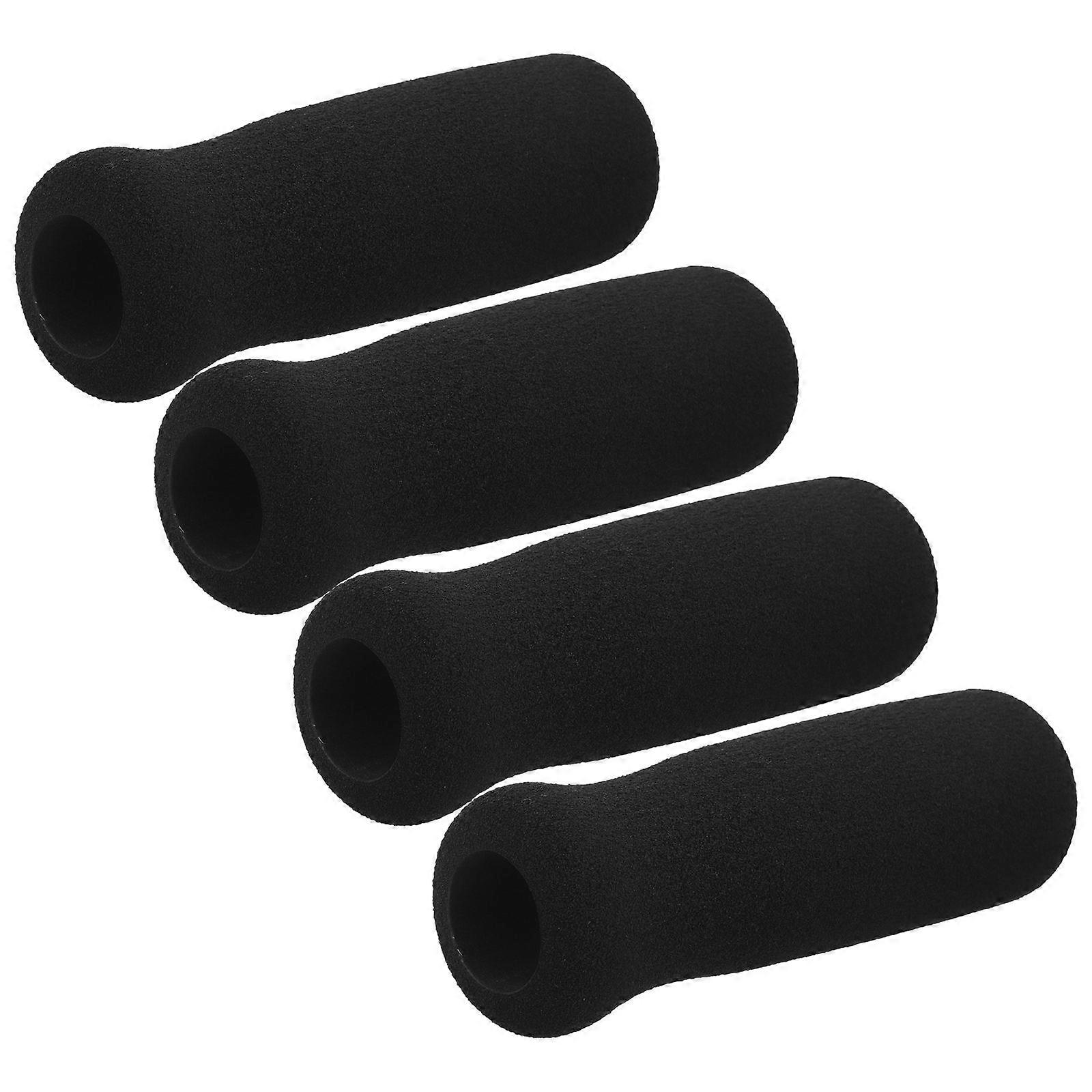 Anti-Skid Crutch Handle Grips 4Pcs For Elderly Daily Use Black Sponge Nonslip Comfortable Grip