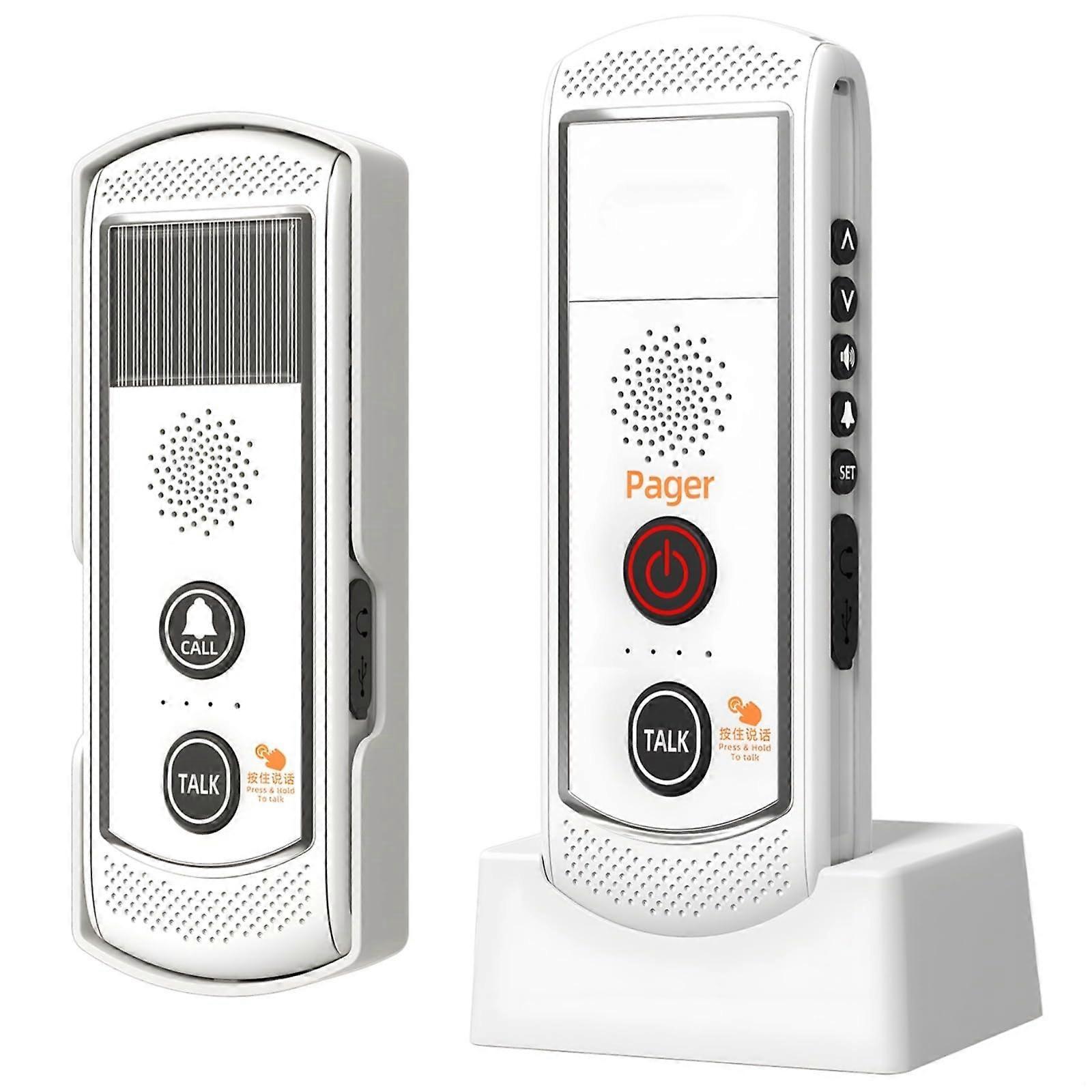 Solar Wireless Intercom System Long Range White and Black Up to 16 Units USB Charging for Home Use