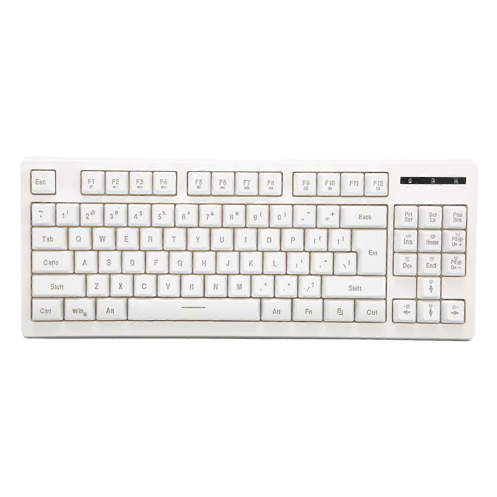 2.4G Wireless Keyboard 87 Keys RGB Backlight 1800mAh Battery Office Keyboard for Win 7 for Win 8 White 