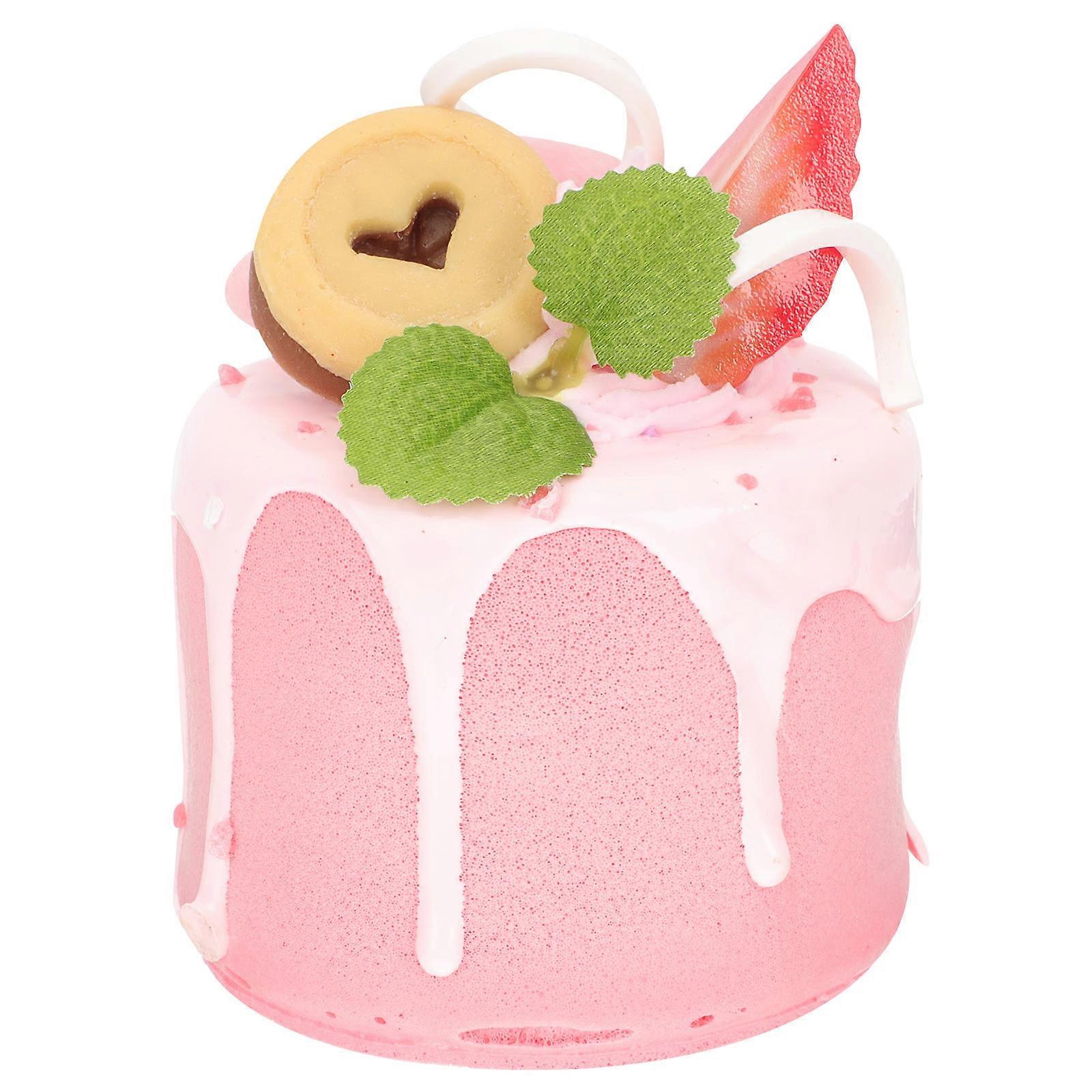 Pink Simulation Cake Model for Decor Made of Durable PU Material Great for Home and Shop Display 7 inch