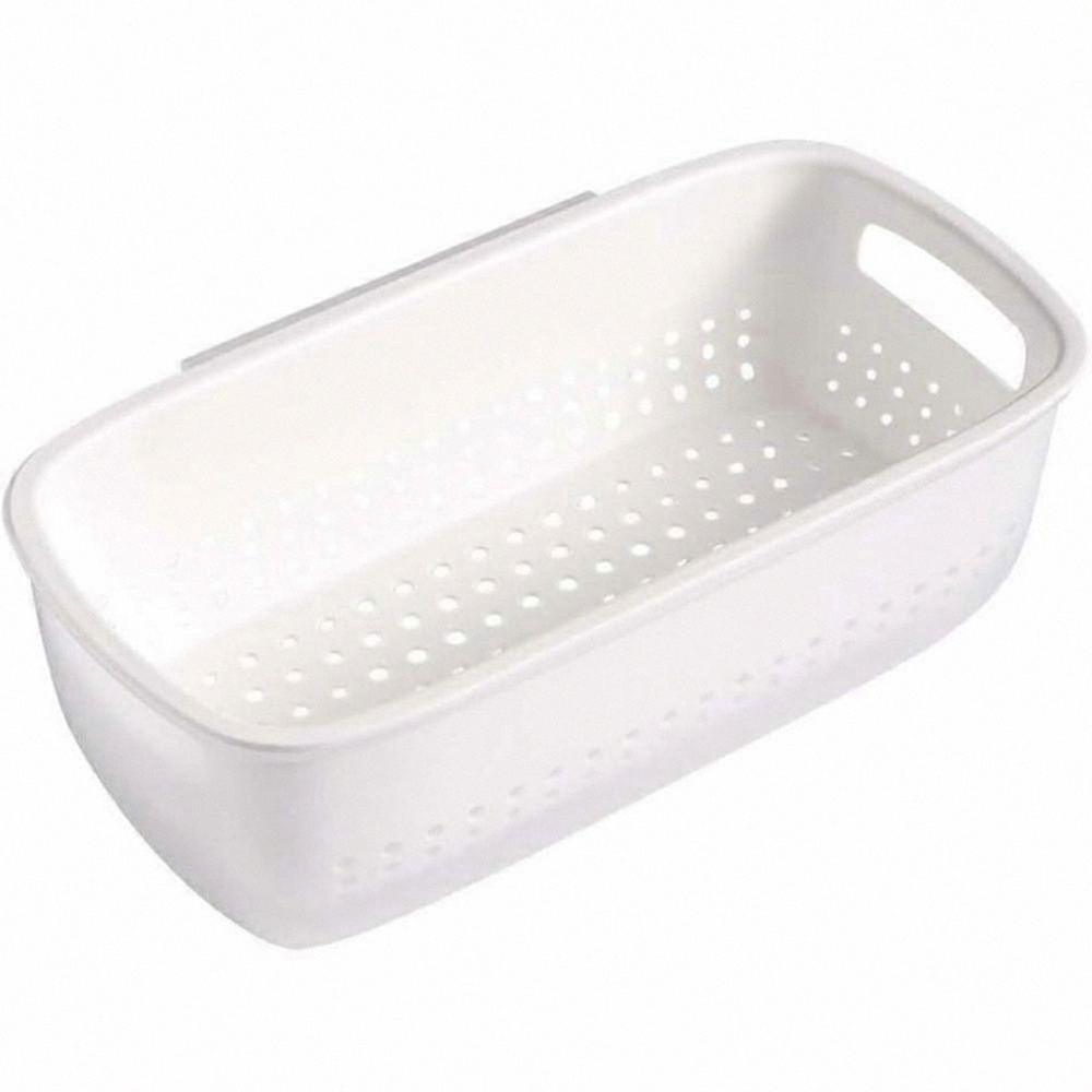 White 2-in-1 Multi-Function Kitchen Bowl with Double-Layer Strainer for Food Rinsing and Draining