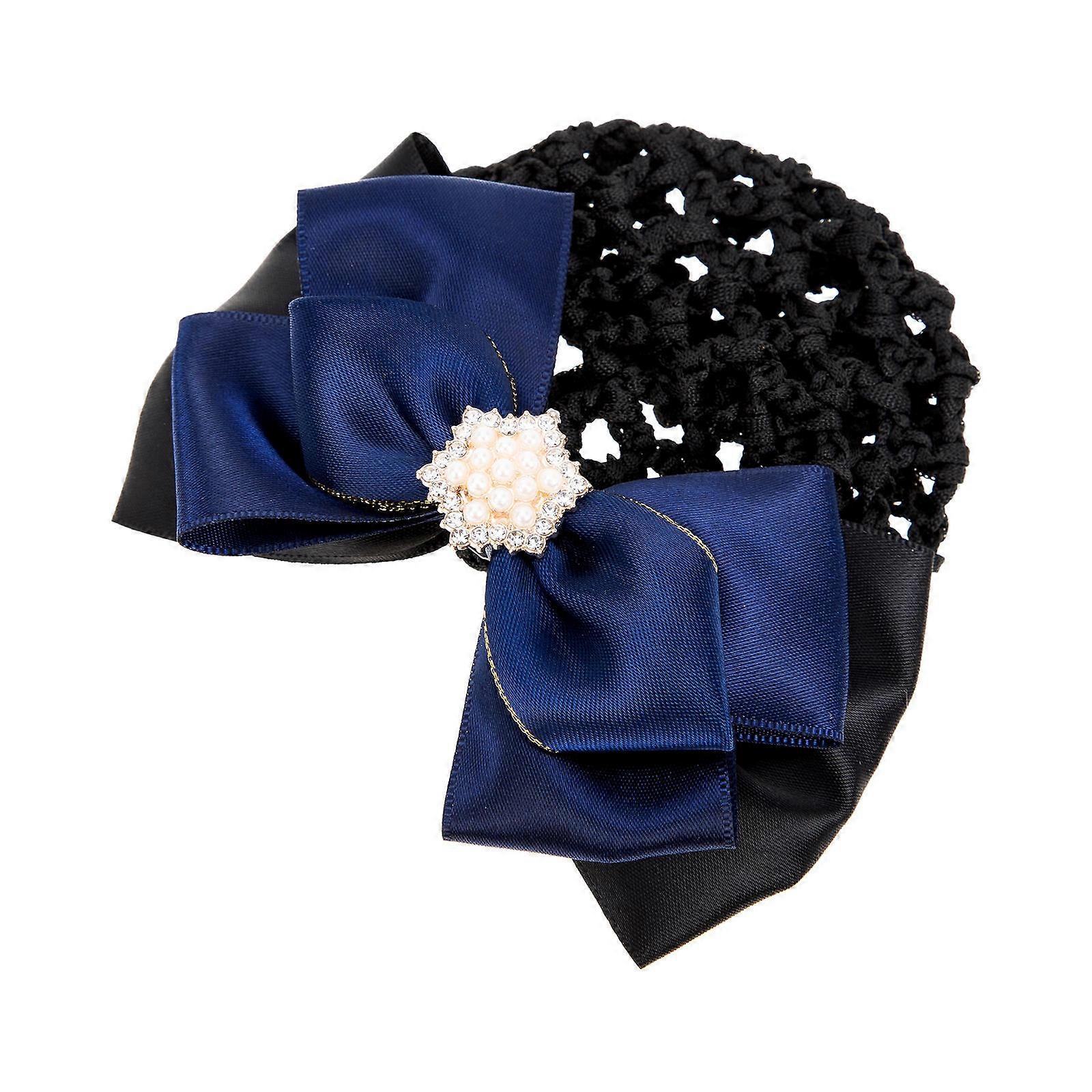 Pearl Hair Bun Net Clip with Bowknot Mesh Snood – Elegant Professional Hair Accessory for Women, Edged Five Point Design for Ballet and Formal