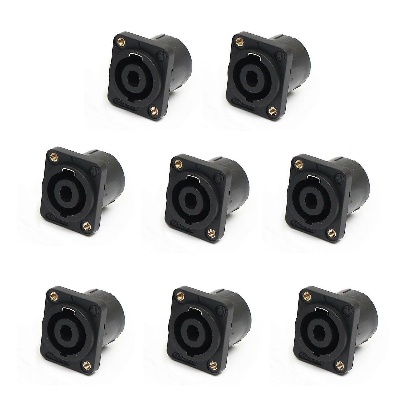 8 Pieces Speakon Female Panel Mount Socket Connector, 4-Pin Square Wall Plate Jack Adapter for NL4MP, NL4MPR, Cross-Compatible
