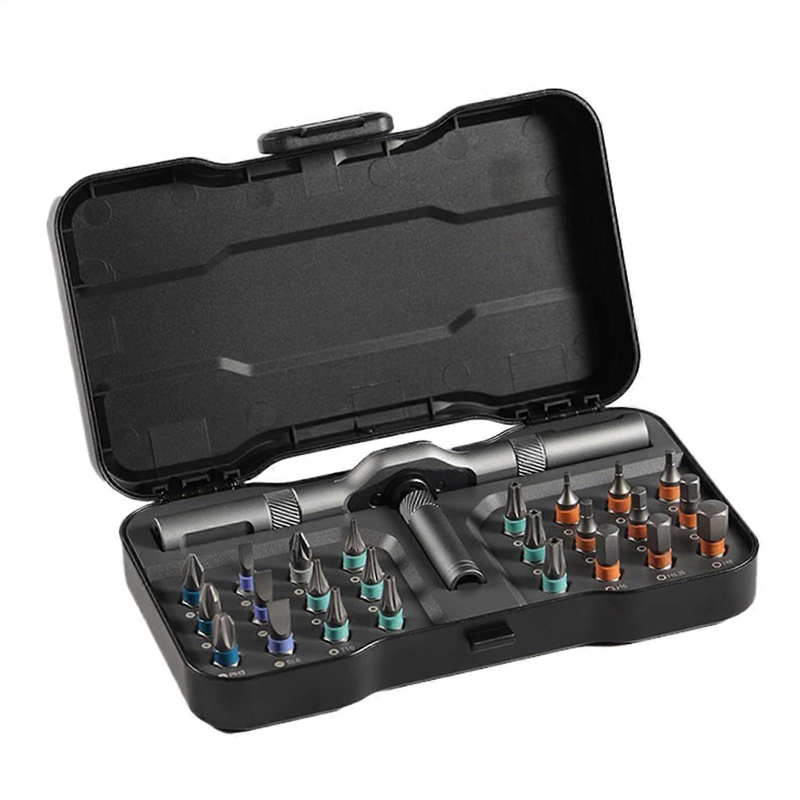 Ratcheting Screwdriver Set - Precision Screwdriver Kit with T-Handle for Auto, Mobile, Laptop, and Household Use